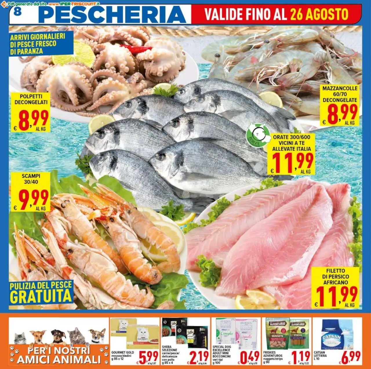 Volantino Ipertriscount del 18.08.2025 | Pagina: 8 | Prodotti: Pollo, Pesce, Nuggets, Mazzancolle