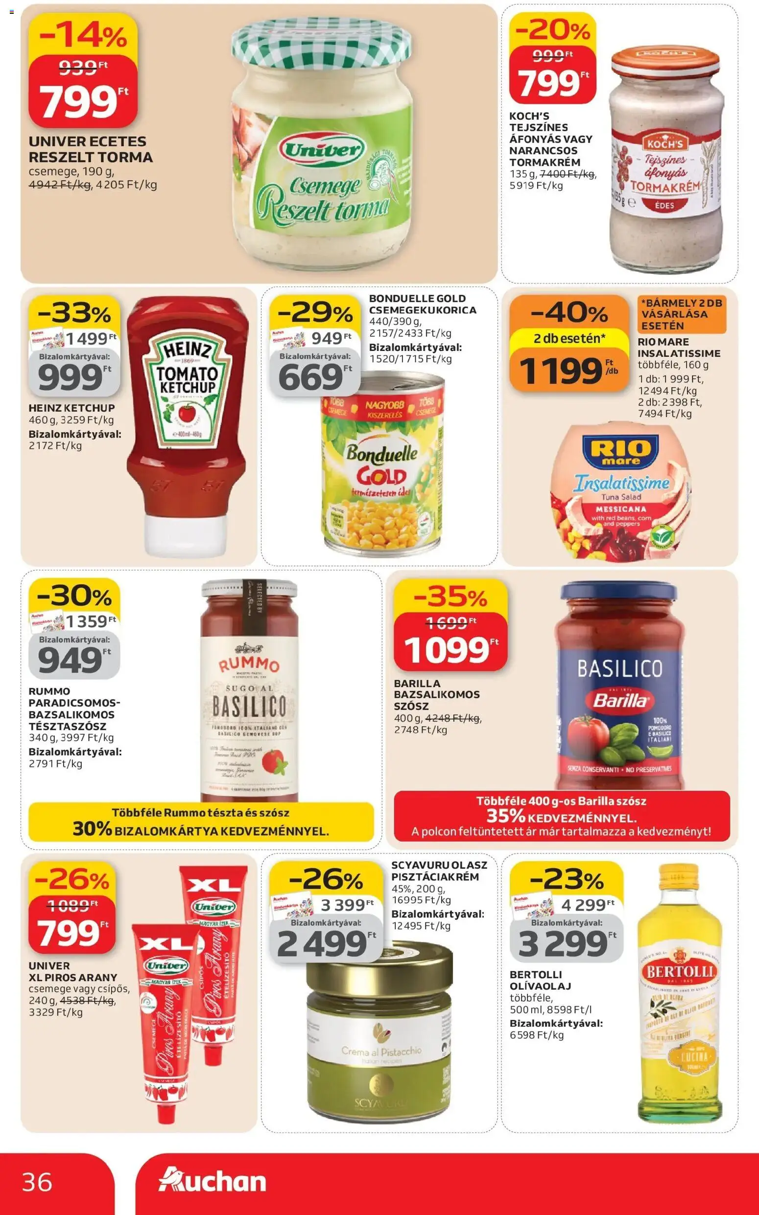 Auchan akciós ujság - amely érvényes a következő dátumtól: 12.03.2026 | Oldal: 36 | Termékek: Torma, Tészta, Ketchup, Szósz