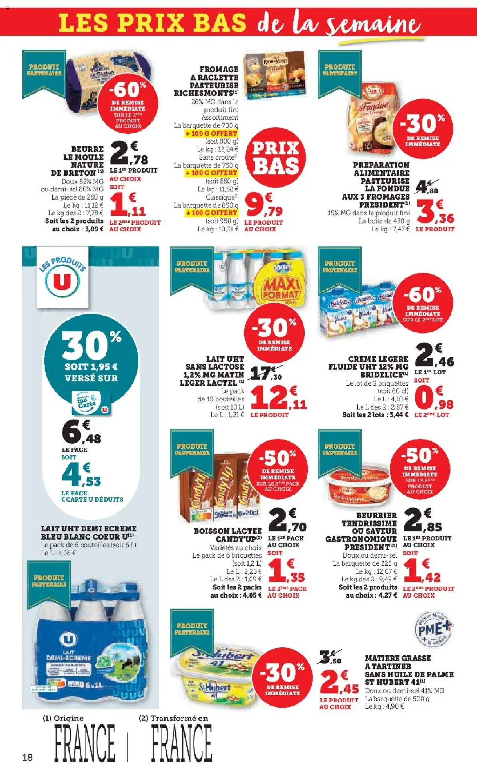 {H1} | Page: 18 | Produits: Raclette, Lait, Beurre, Huile