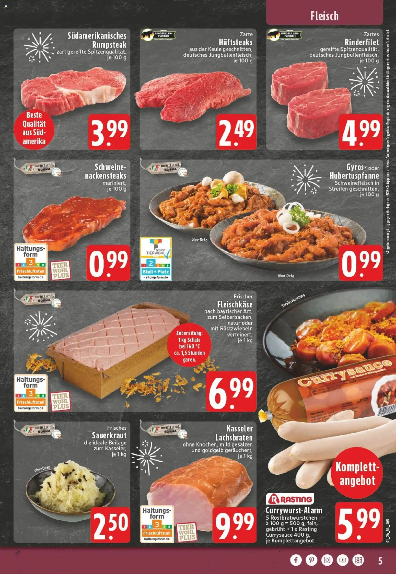 Edeka prospekt Oberhausen	 – gültig ab 28.12.2025 | Seite: 5 | Produkte: Rinderfilet, Schweinefleisch, Steak, Fleisch