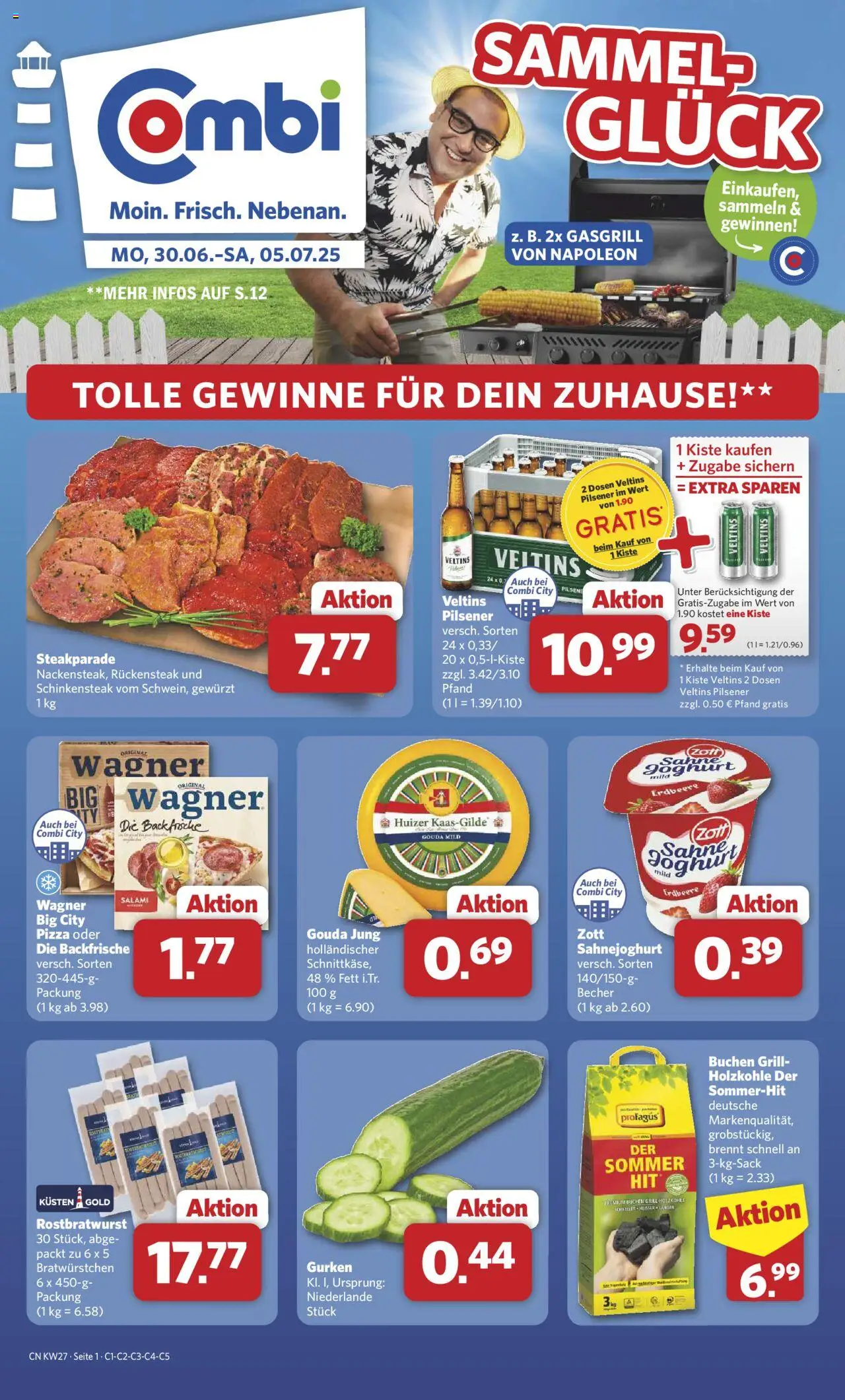 Combi Prospekt 	 - gültig ab dem 30.06.2025 | Seite: 1 | Produkte: Joghurt, Pizza, Sahne, Veltins