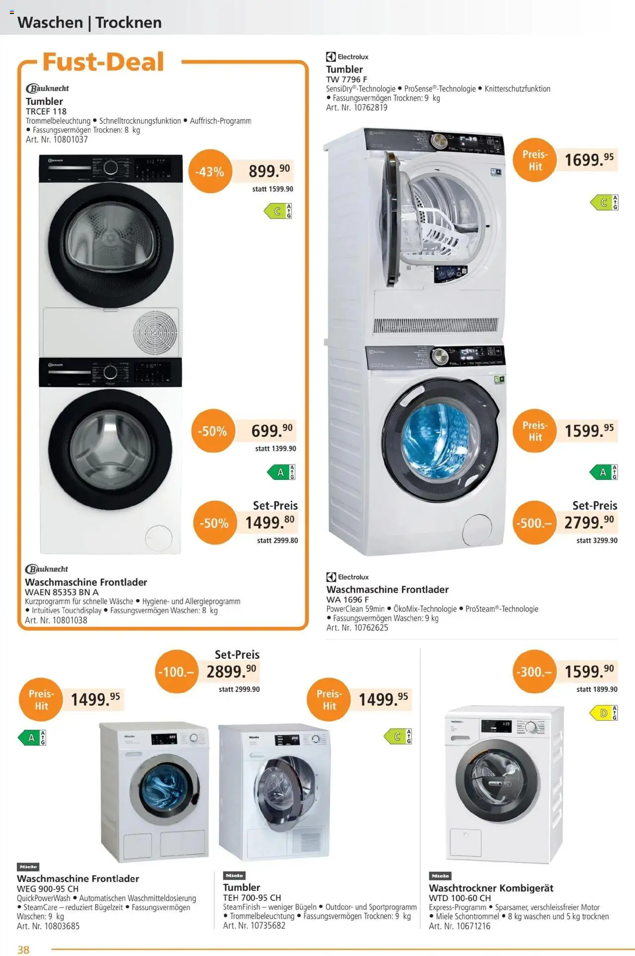 Fust Aktionen ab 23.06.2025 | Seite: 38 | Produkte: Waschtrockner, Waschmaschine, Miele