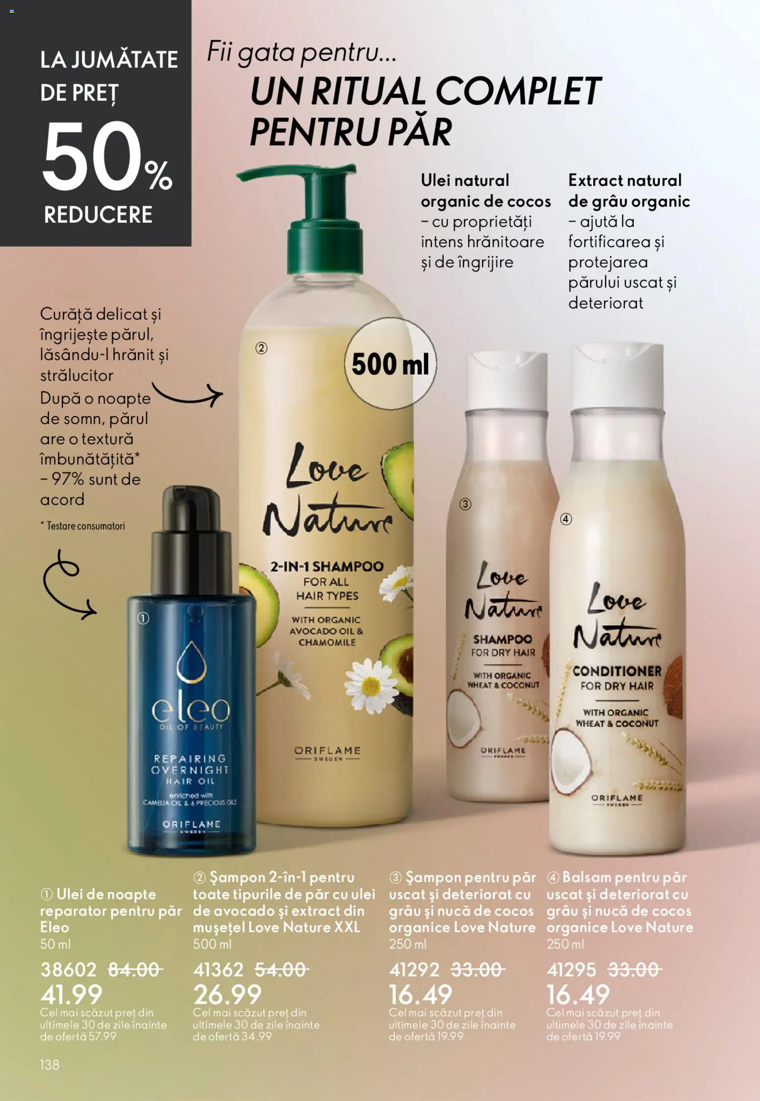 Noul catalog Oriflame – valabil de la 15.04.2026 | Pagină: 138 | Produse: Șampon, Balsam, Ulei, Avocado