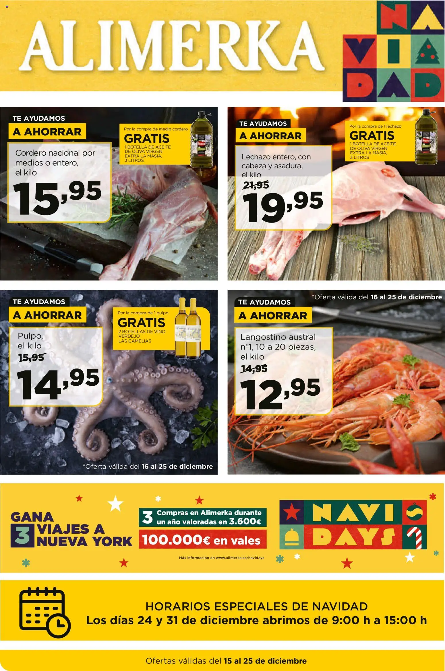 Alimerka folleto │ válido desde el 15.12.2025 | Página: 1 | Productos: Aceite, Vino, Té, Langostino