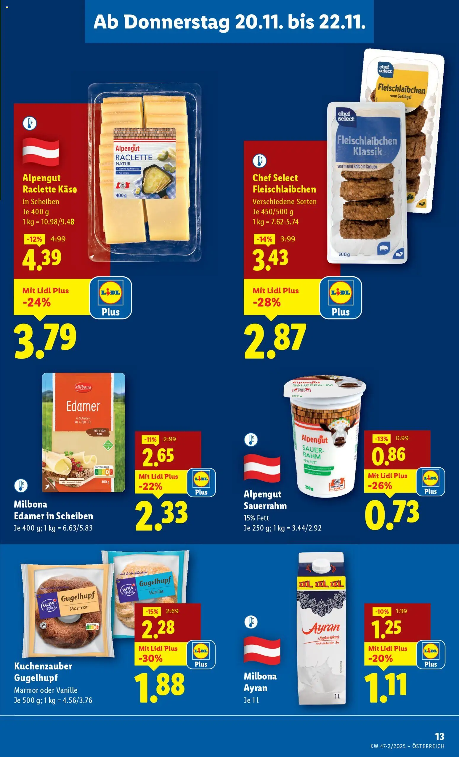 Lidl Flugblatt - Oberpullendorf, Güssing, Oberwart gültig ab 20.11.2025 | Seite: 15 | Produkte: Milch, Käse, Sauerrahm