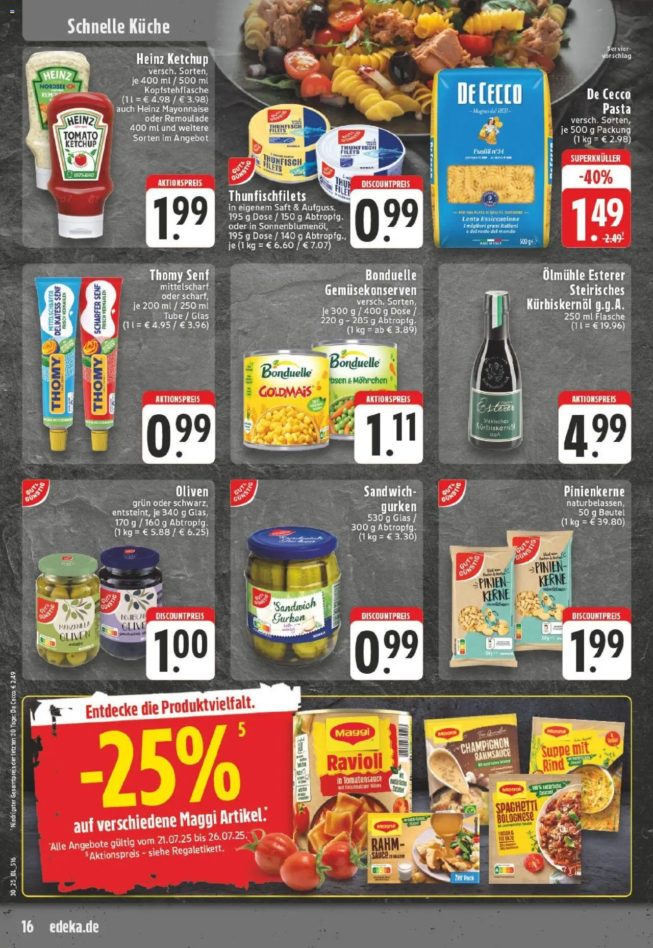 Edeka prospekt Reken	 - gültig ab dem 20.07.2025 | Seite: 16 | Produkte: Maggi, Thunfisch, Küche, Pasta