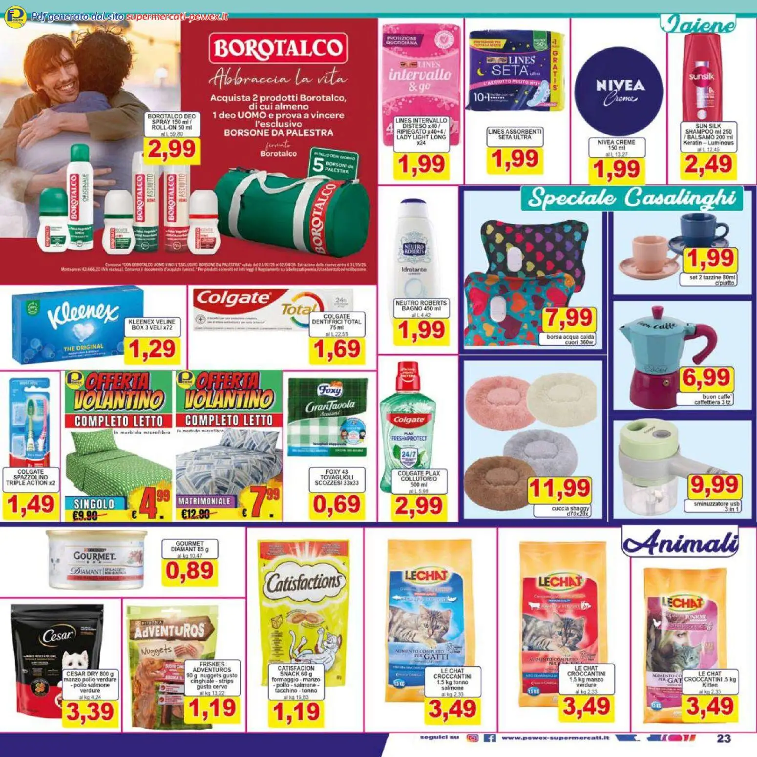 Volantino Pewex del 07.01.2026 | Pagina: 23 | Prodotti: Caffettiera, Acqua, Borsa, Letto