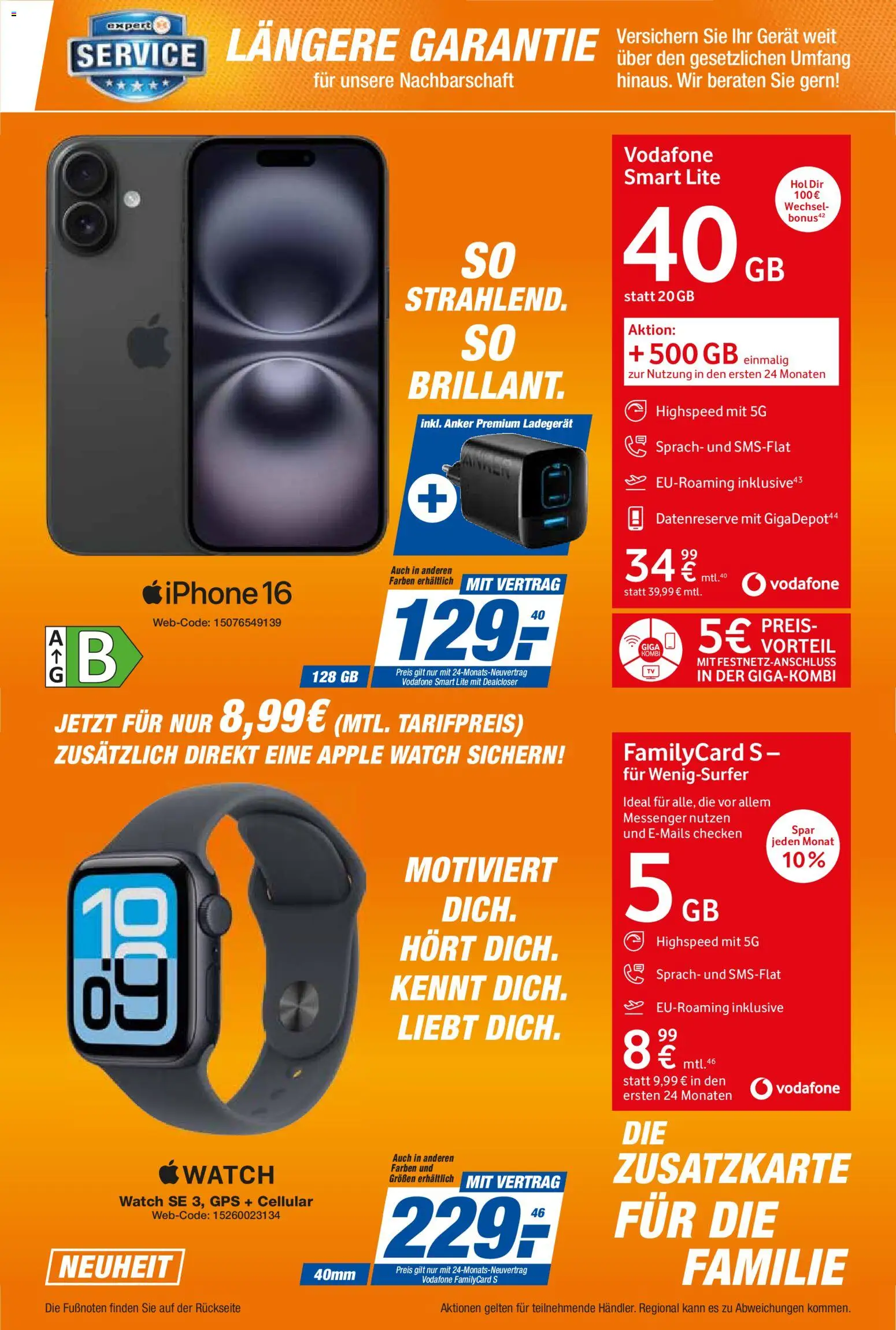 Expert Smarthphone Highlights im November – gültig ab 01.11.2025 | Seite: 15 | Produkte: Apple watch, Iphone, Apple, Ladegerät