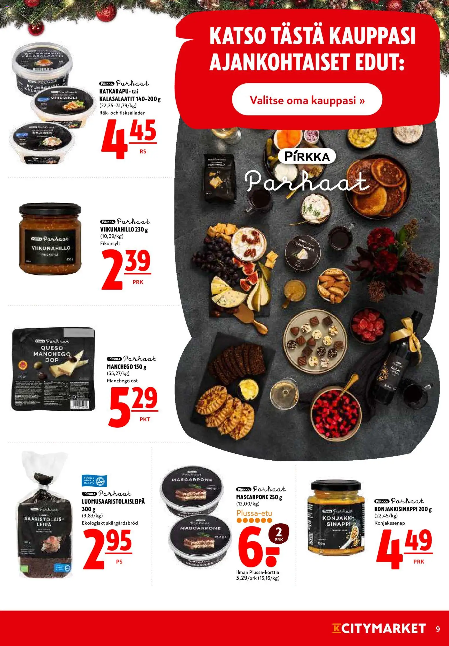 K-Citymarket tarjoukset - Joulu – voimassa 22.12.2025 alkaen | Sivu: 9 | Tuotteet: Katkarapu, Sinappi, Leipä