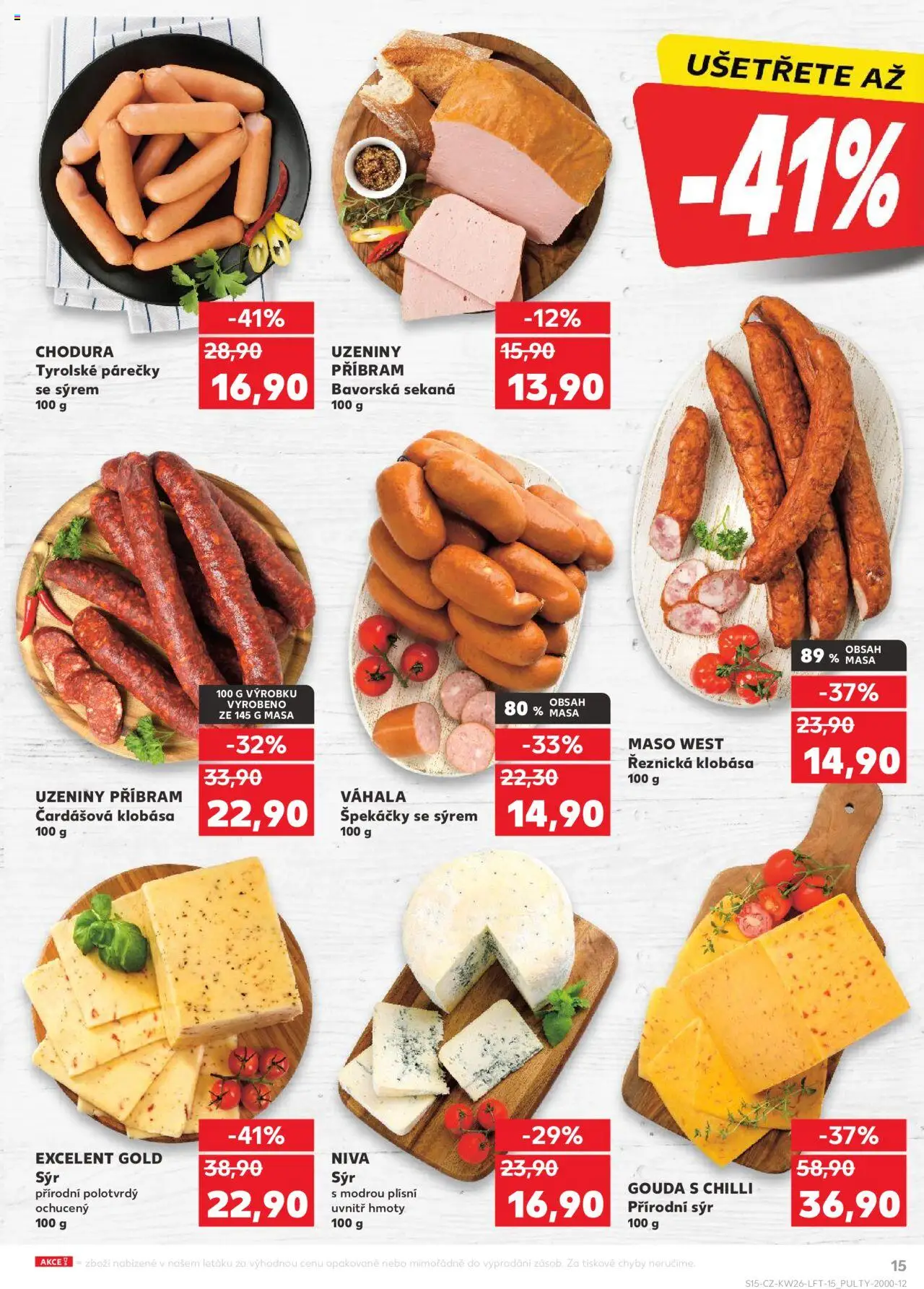 Kaufland leták od 25.06.2025 | Strana: 15 | Produkty: Špekáčky, Sekaná, Klobása, Maso
