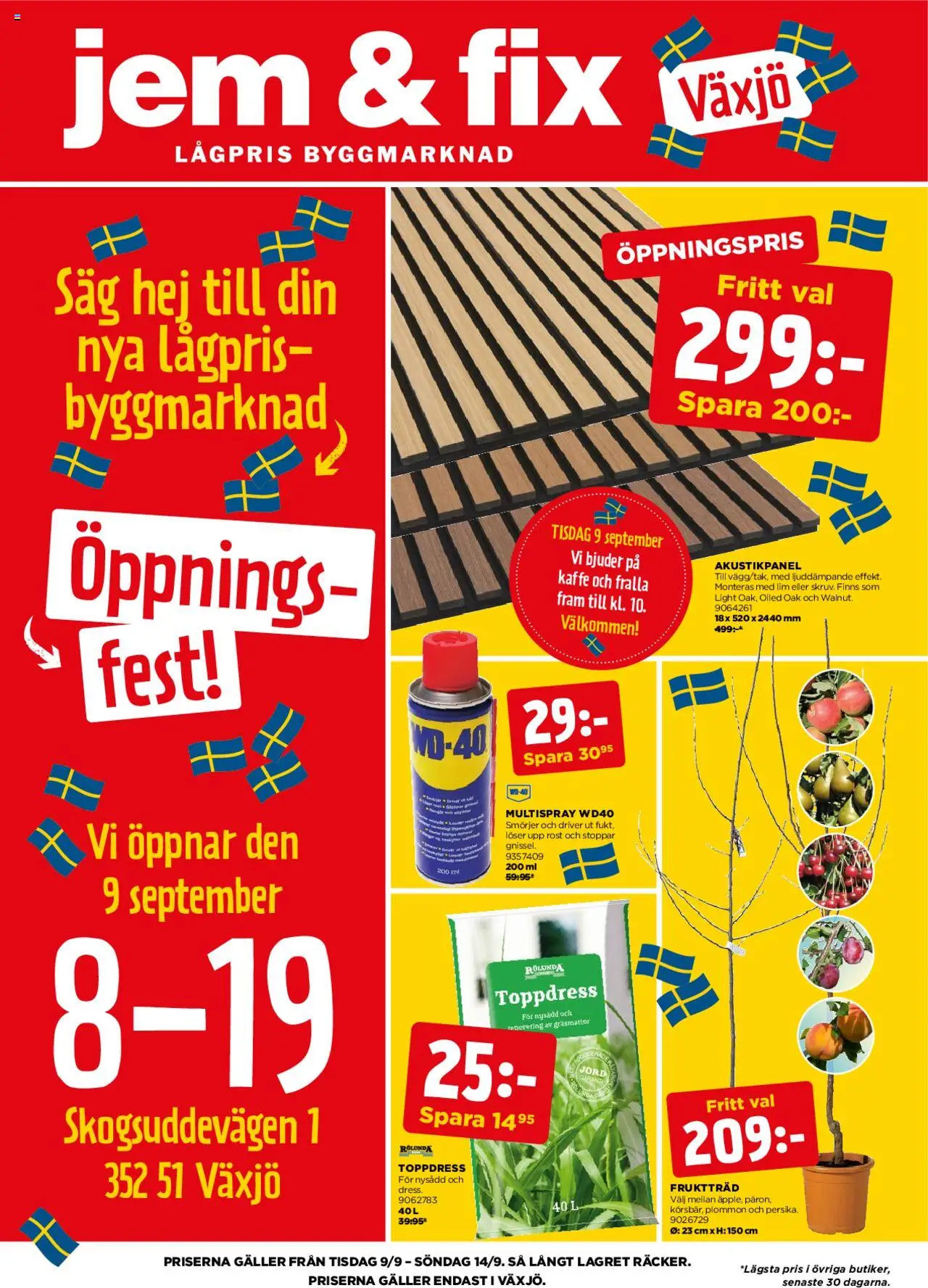 Jem & Fix reklamblad aktuell från 09.09.2025 | Sida: 1 | Produkter: Såg, Fruktträd, Plommon, Kaffe