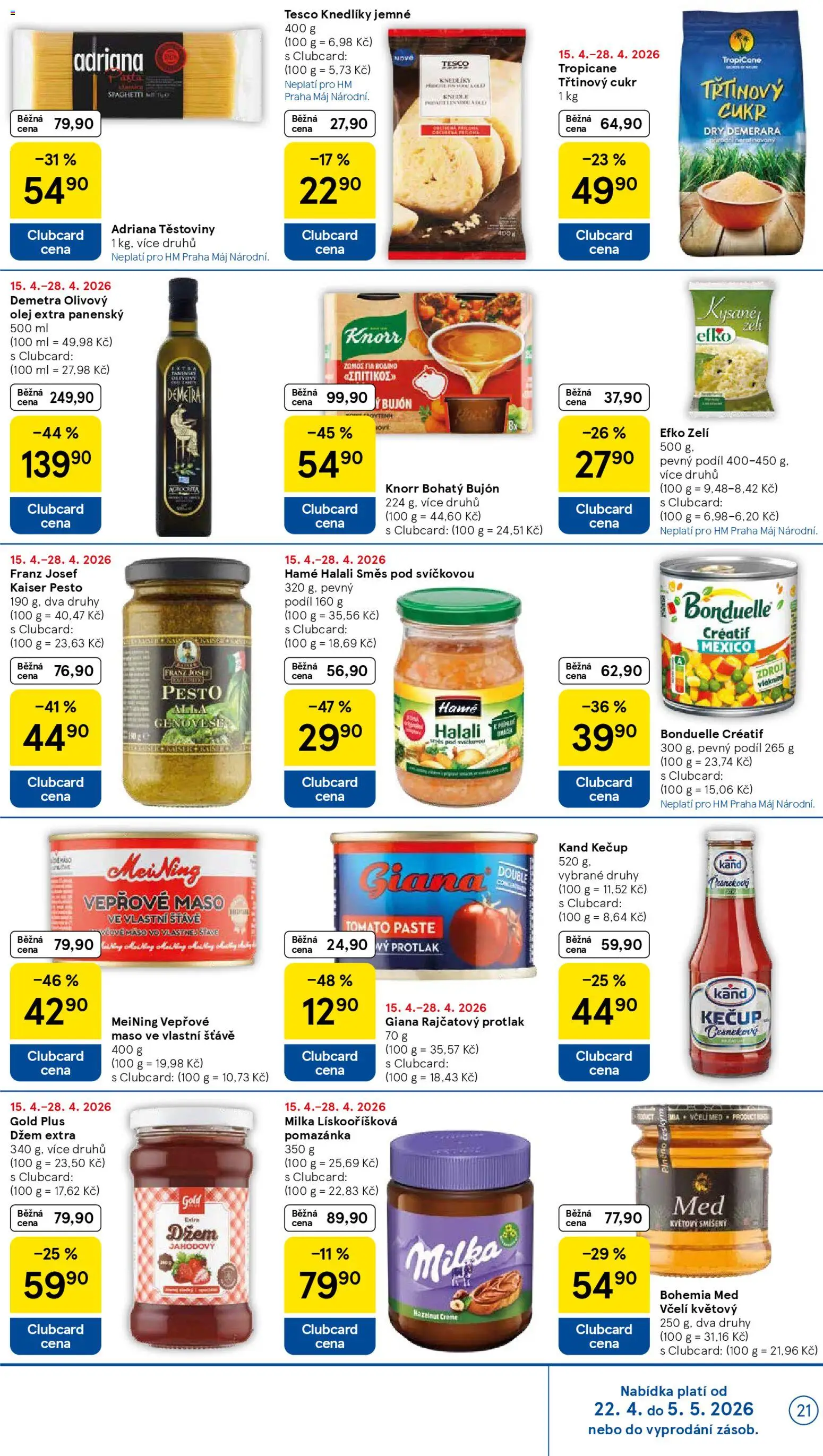 Tesco leták - Hypermarket od 22.04.2026 | Strana: 21 | Produkty: Olivový olej, Milka, Kečup Kand, Maso