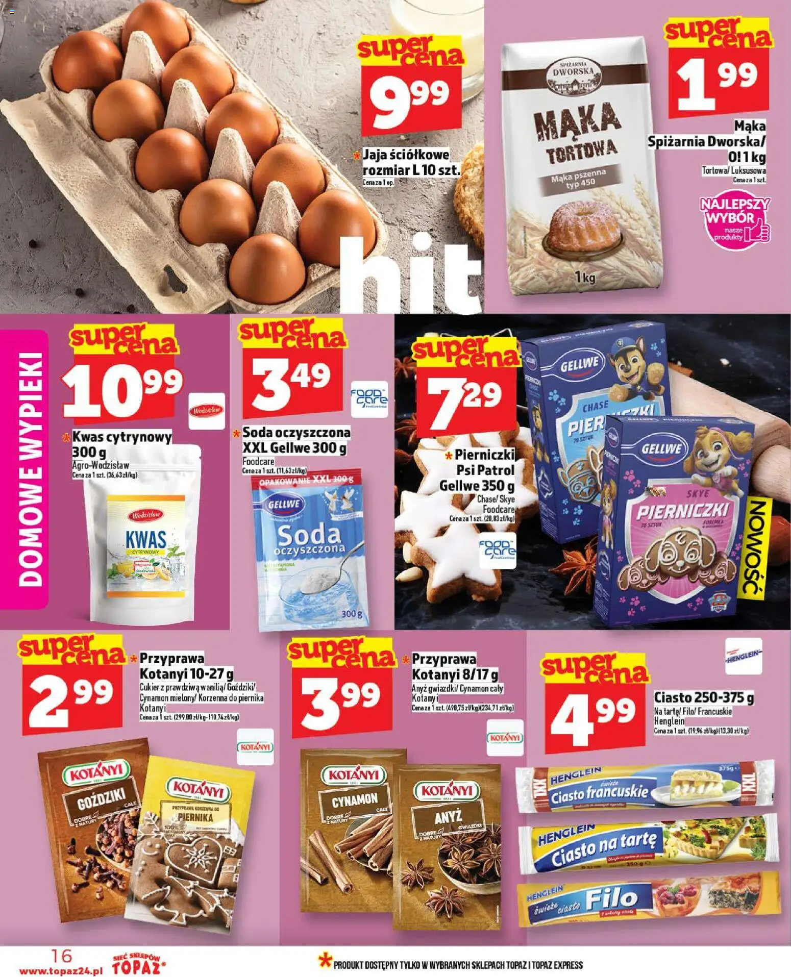 Topaz Gazetka MAZ od 20.11.2025 | Strona: 16 | Produkty: Ciasto francuskie, Ciasto, Anyż, Jaja
