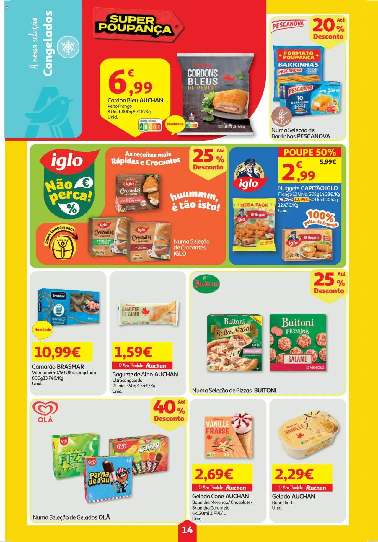 Auchan folheto │ válido de 18.09.2025 | Página: 14 | Produtos: Peito de frango, Frango, Capitão iglo, Salame