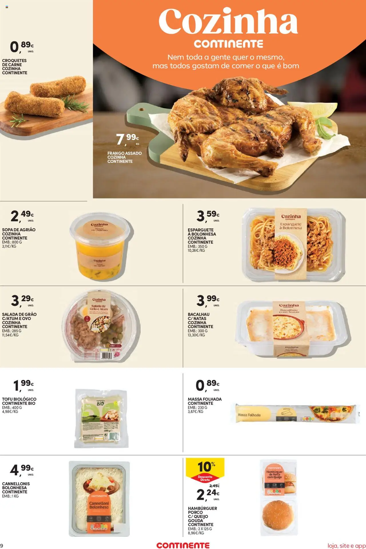 Continente Semanal Continente Bom Dia │ válido de 14.10.2025 | Página: 9 | Produtos: Bacalhau, Puff, Frango, Queijo