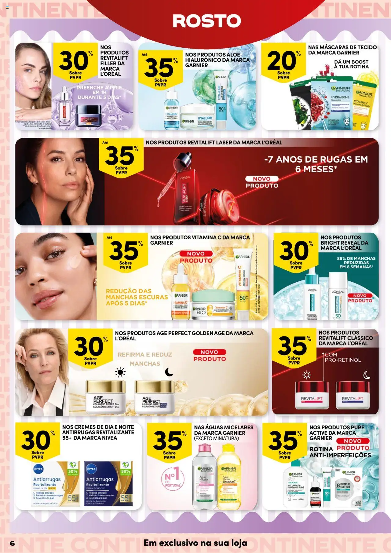 Continente Beleza │ válido de 19.08.2025 | Página: 6 | Produtos: Água micelar, Cálcio, Colágeno, Vitamina c