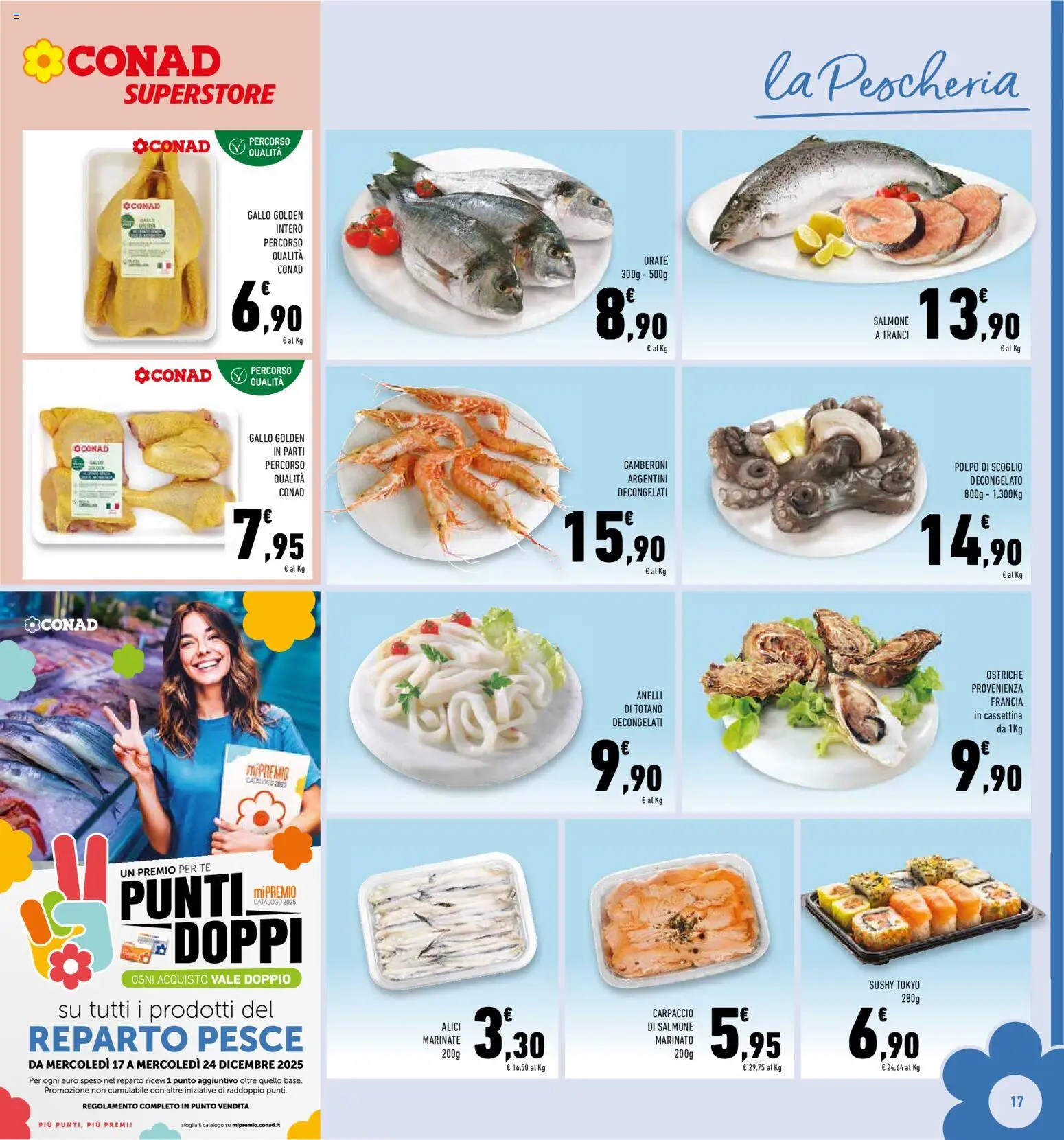Volantino Conad del 10.12.2025 | Pagina: 17 | Prodotti: Salmone, Tè, Polpo, Sushi