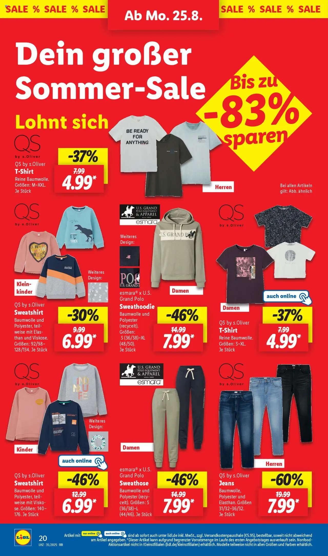 Lidl Prospekt Düsseldorf	 - gültig ab dem 25.08.2025 | Seite: 4 | Produkte: Sweathose, Sweatshirt, Jeans