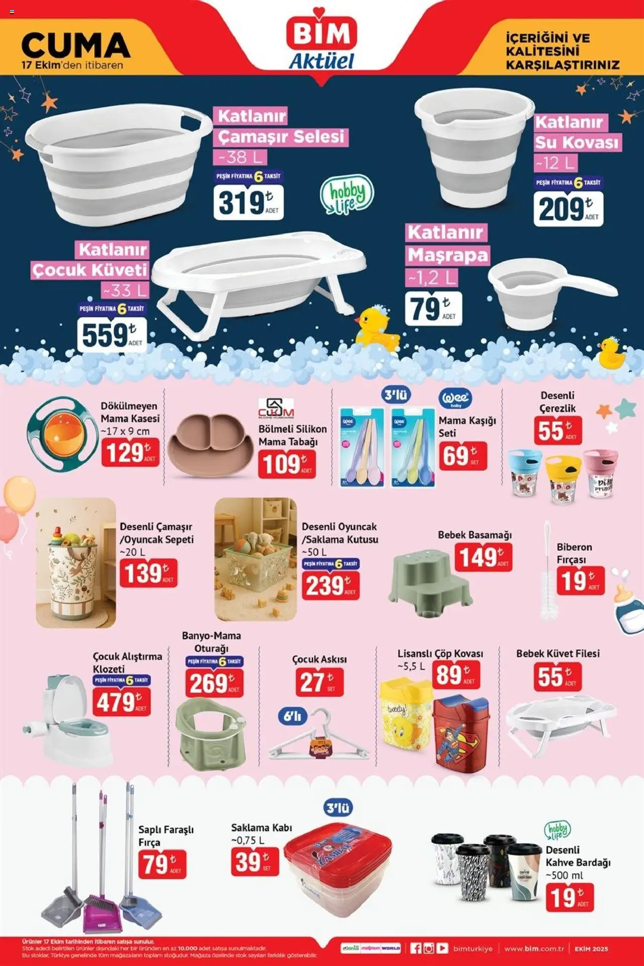 BİM Katalog Cuma - 17.10.2025 tarihinden itibaren geçerlidir | Sayfa: 8 | Ürünler: Fırça, Kahve, Su, Kahve bardağı