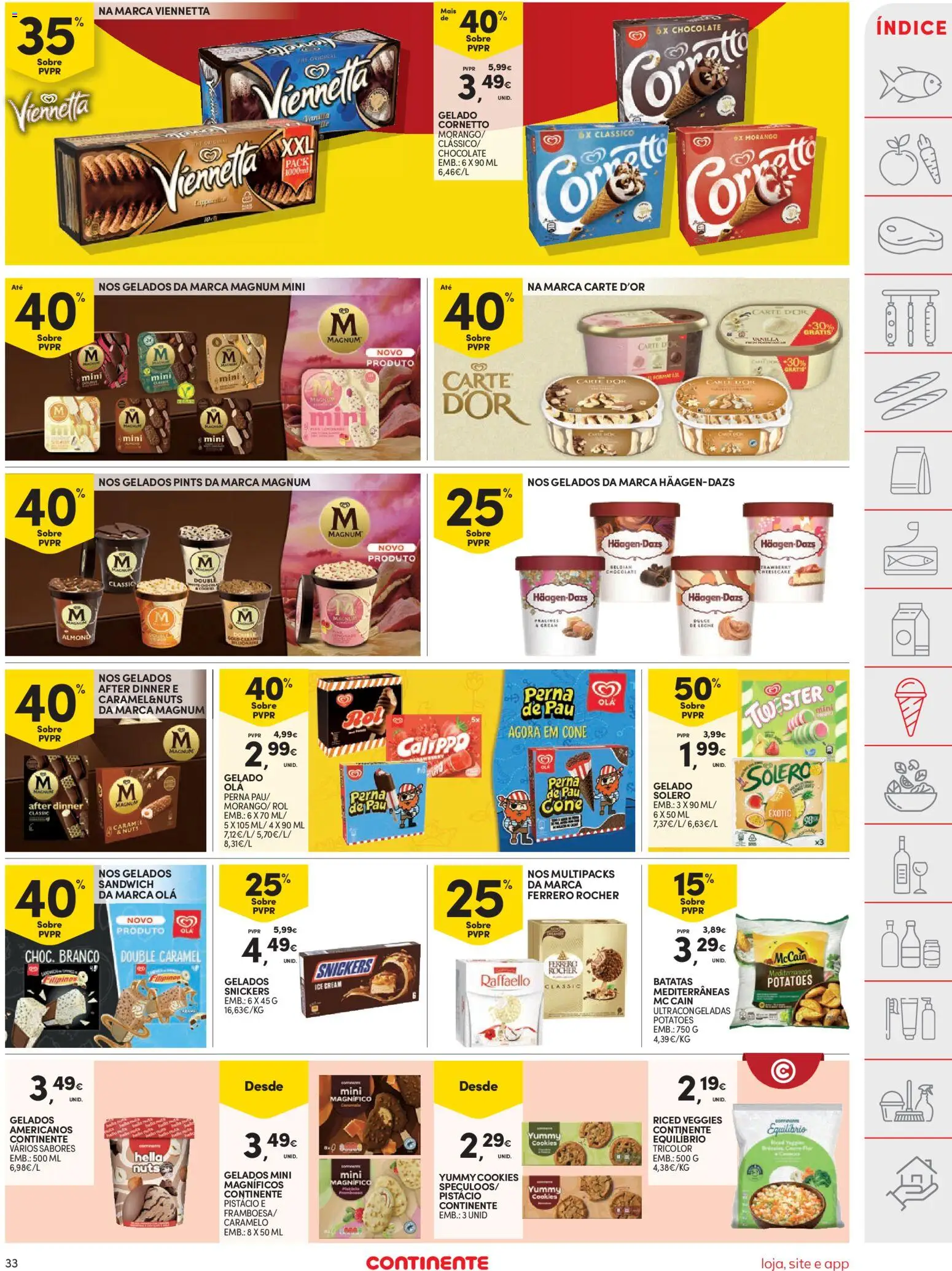 Continente folheto │ válido de 28.04.2026 | Página: 33 | Produtos: Ferrero rocher, Chocolates, Gelado, Chocolate