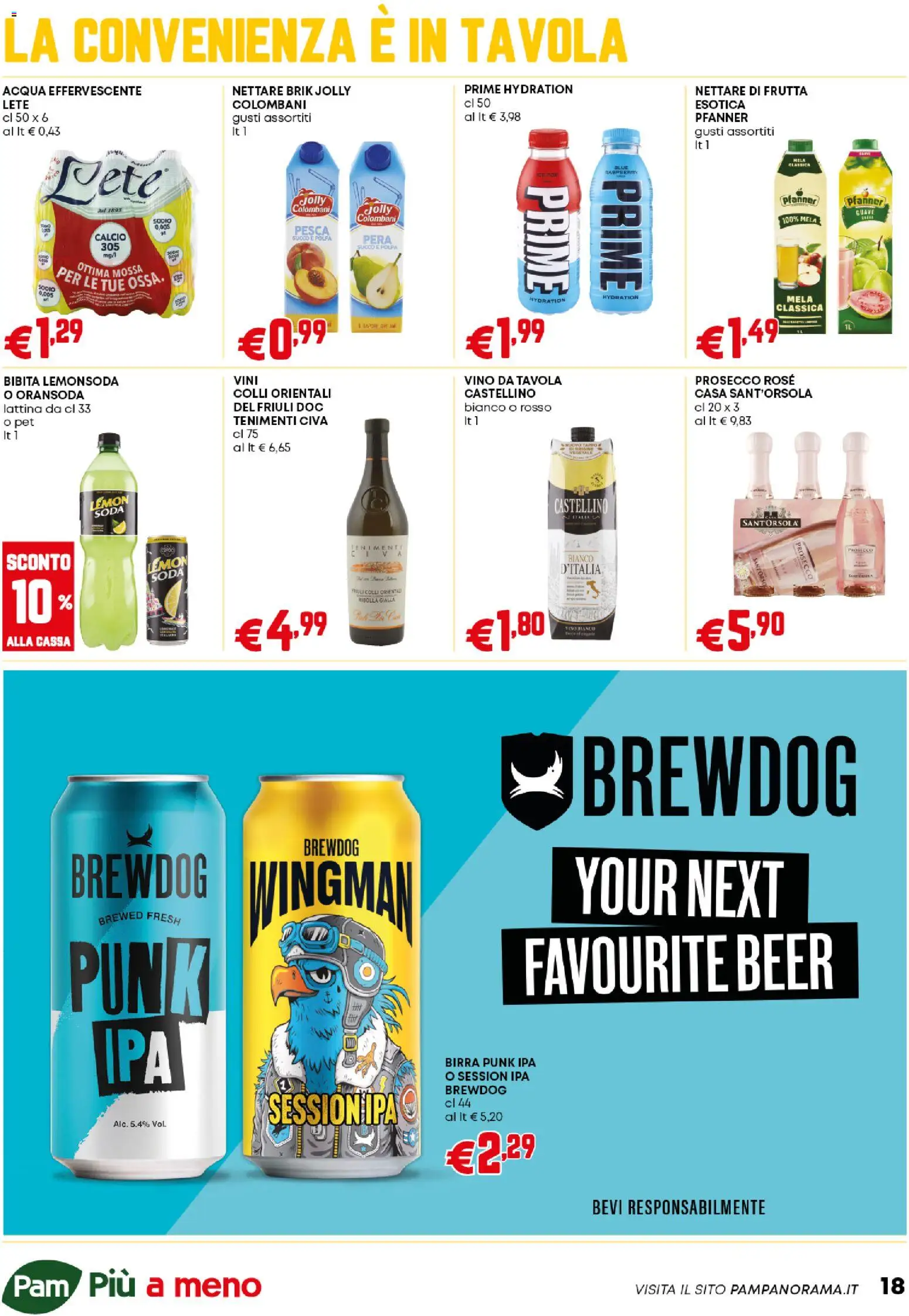Volantino PAM del 06.11.2025 | Pagina: 18 | Prodotti: Succo, Prosecco, Frutta, Pera