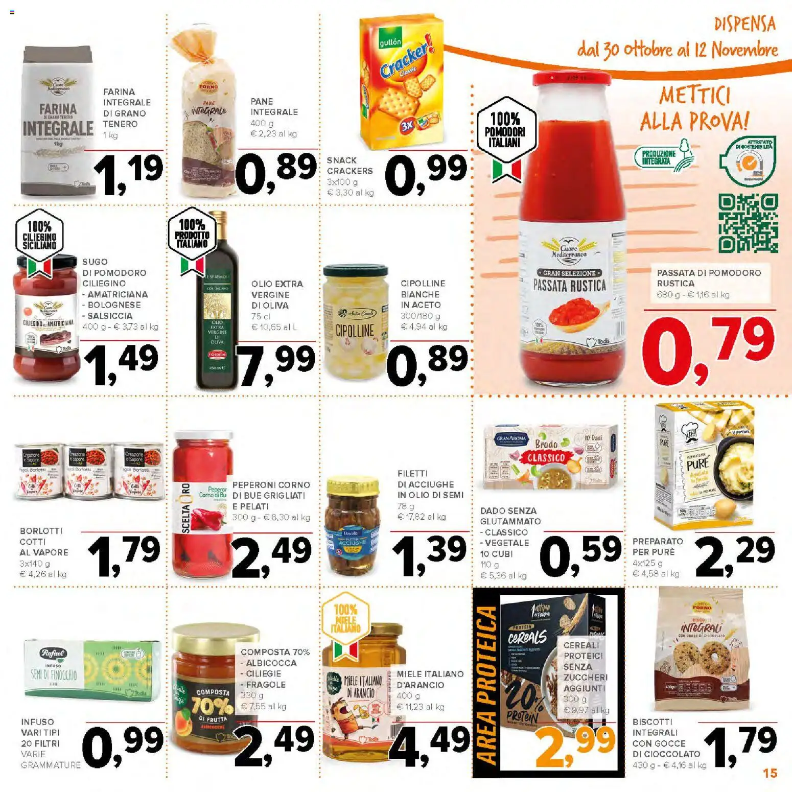 Volantino Todis del 30.10.2025 | Pagina: 15 | Prodotti: Cioccolato, Cereali, Olio, Acciughe