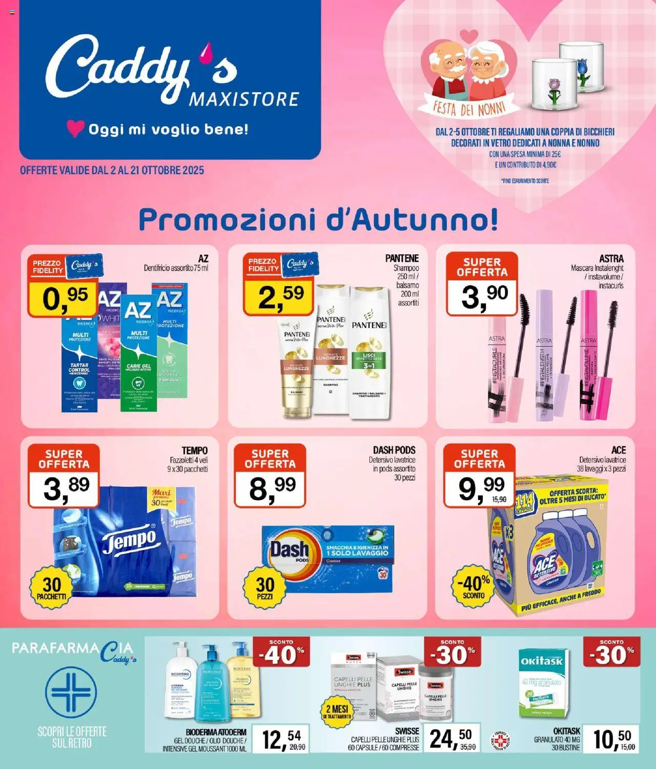 Volantino Caddy's del 02.10.2025 | Pagina: 1 | Prodotti: Balsamo, Fazzoletti, Acqua, Lavatrice