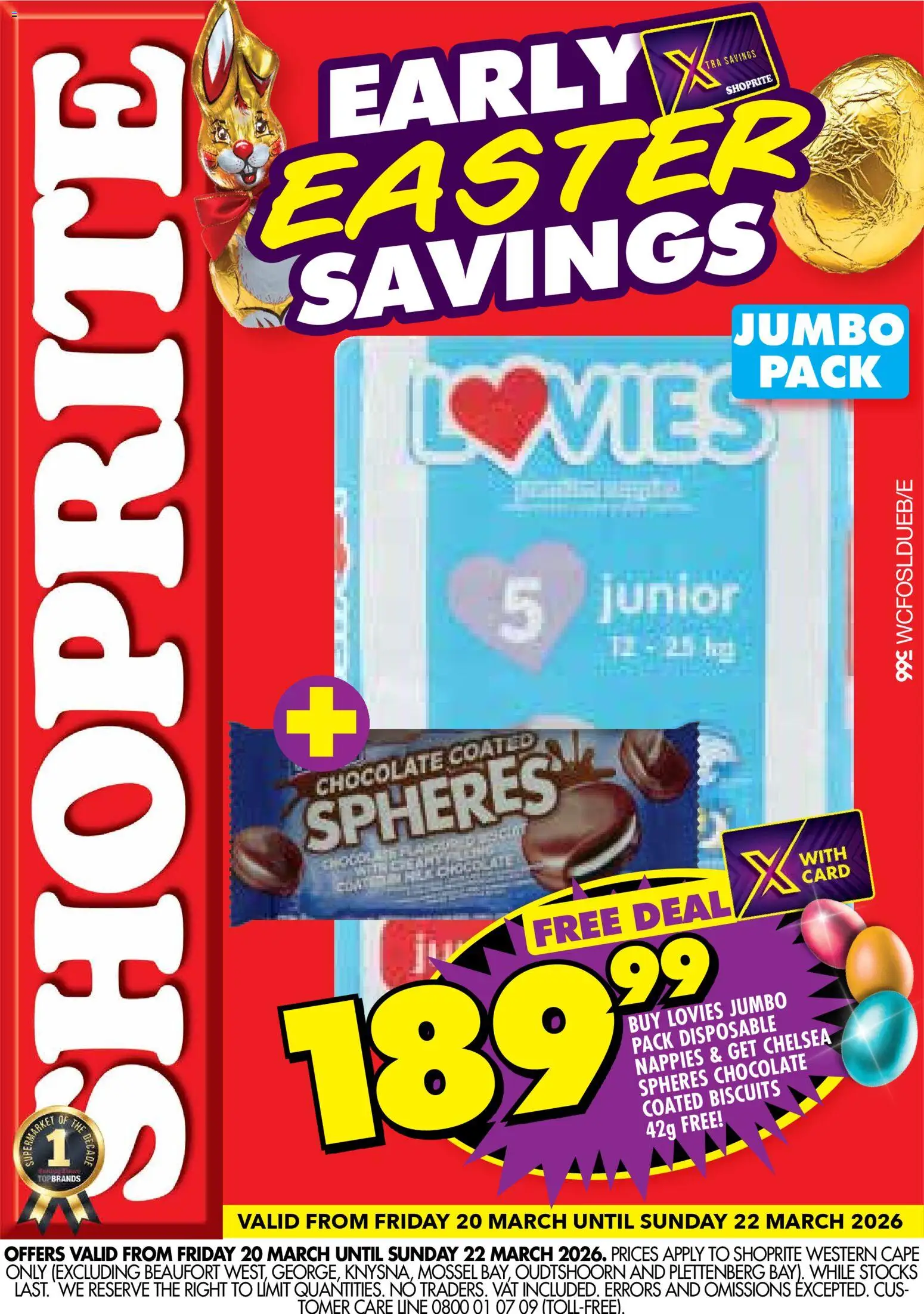 New Shoprite catalogue – valid from 20.03.2026 | Page: 1 | Products: Biscuits, Chocolate, Nappies