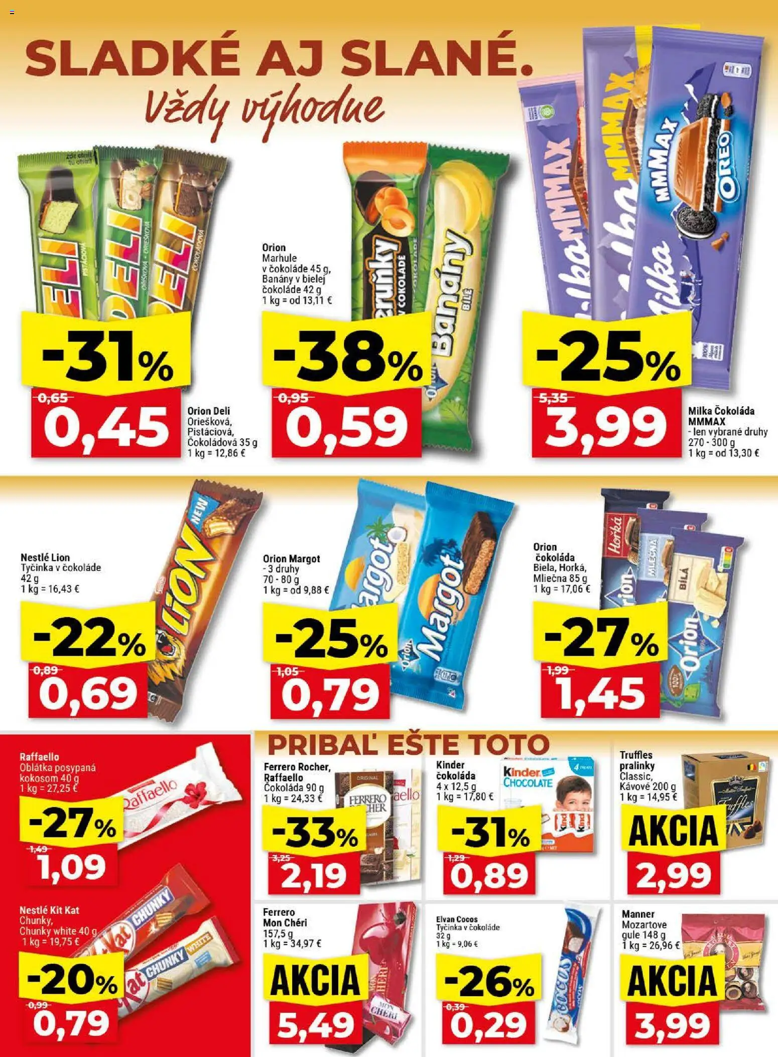 Nové Klas akcie – leták je platný od 13.04.2026 | Strana: 17 | Produkty: Kinder, Mon Chéri, Čokoláda, Marhule