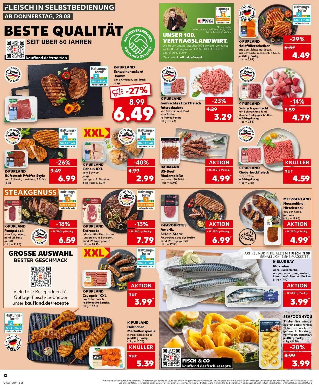 Kaufland prospekt Langenau	 – gültig ab 28.08.2025 | Seite: 12 | Produkte: Hahnchen, Cevapcici, Gulasch, Fleisch