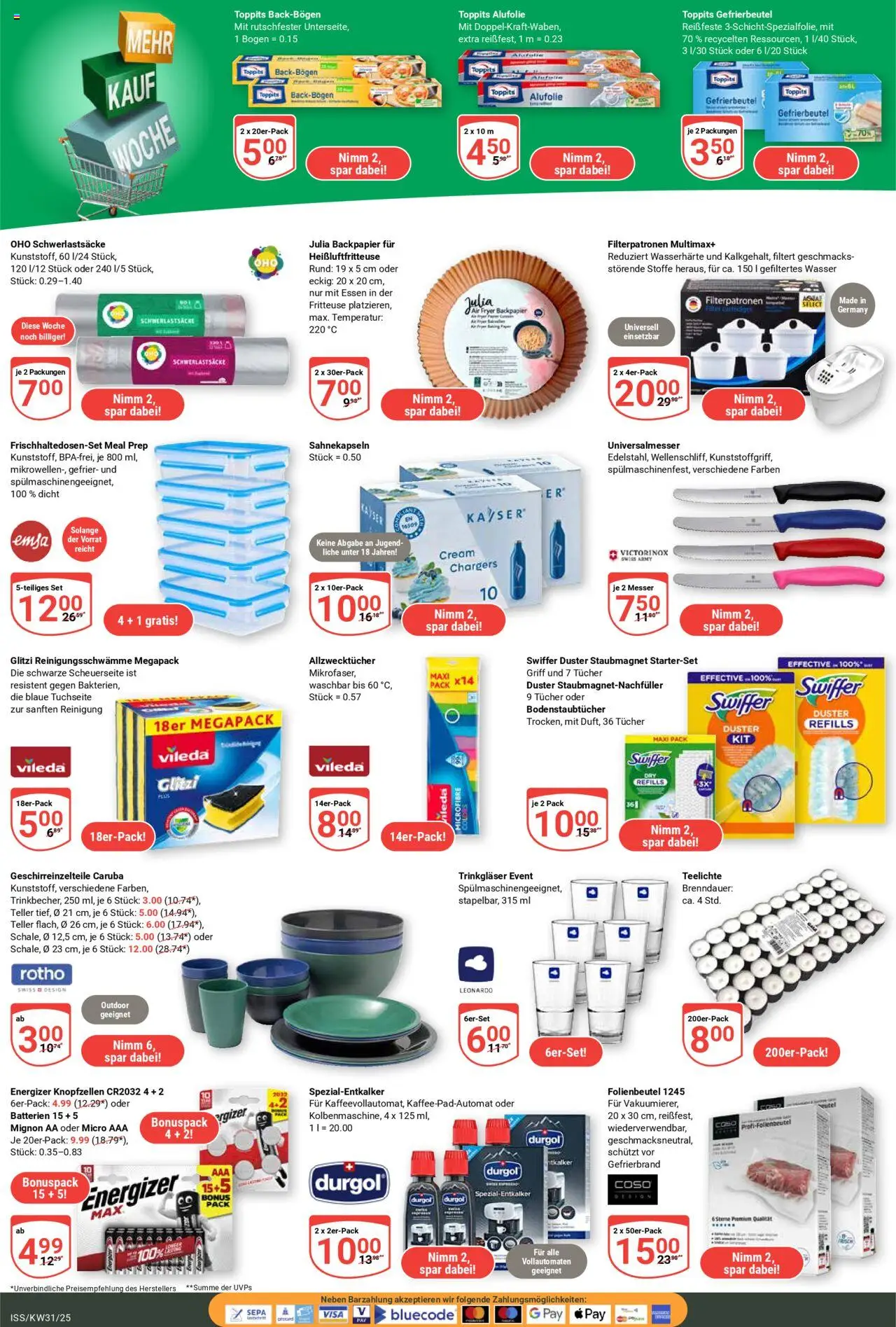 Globus Prospekt 	 - gültig ab dem 28.07.2025 | Seite: 20 | Produkte: Batterien, Wasser, Swiffer, Heißluftfritteuse