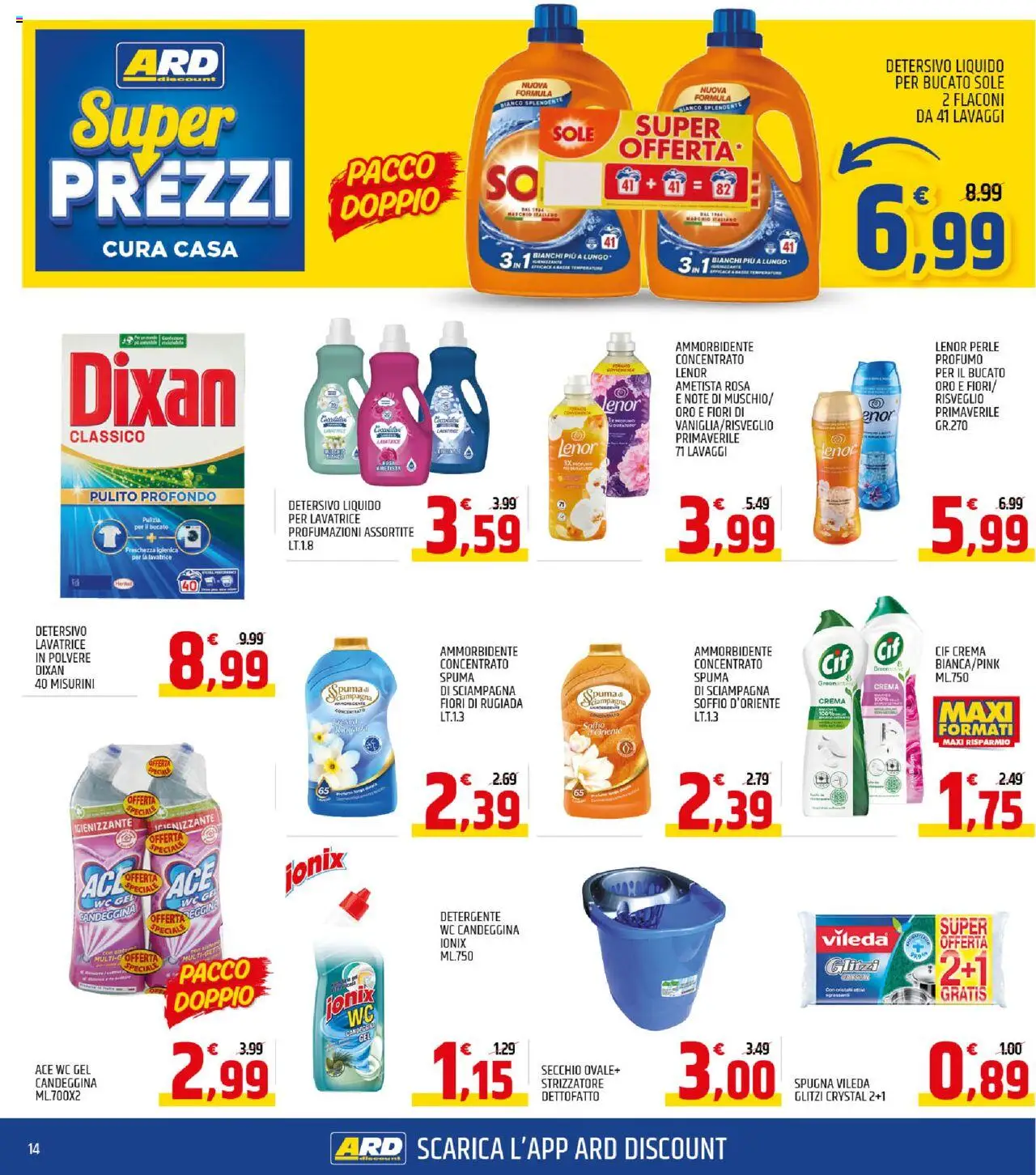 Volantino ARD Discount del 21.08.2025 | Pagina: 14 | Prodotti: Crema, Ammorbidente, Candeggina, WC