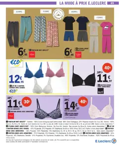 E.Leclerc - Prévisualisation de 2 PYJAMA COURT ADULTE BIO(2), 100% Coton Biologique. Homme: Du S au 3XL. Femme: Bas corsaire. Du M au XL. Autres coloris disponibles. (3) valide à partir de 10.03.2026 | Page: 49