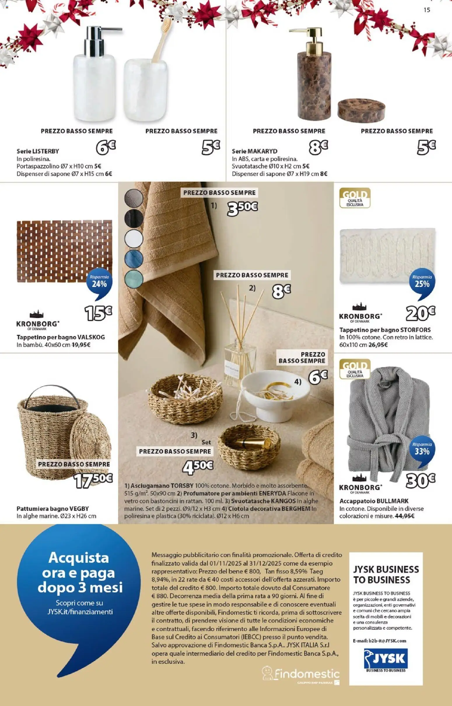 Volantino JYSK del 11.12.2025 | Pagina: 15 | Prodotti: Accappatoio, Pattumiera, Asciugamano, Decorazioni