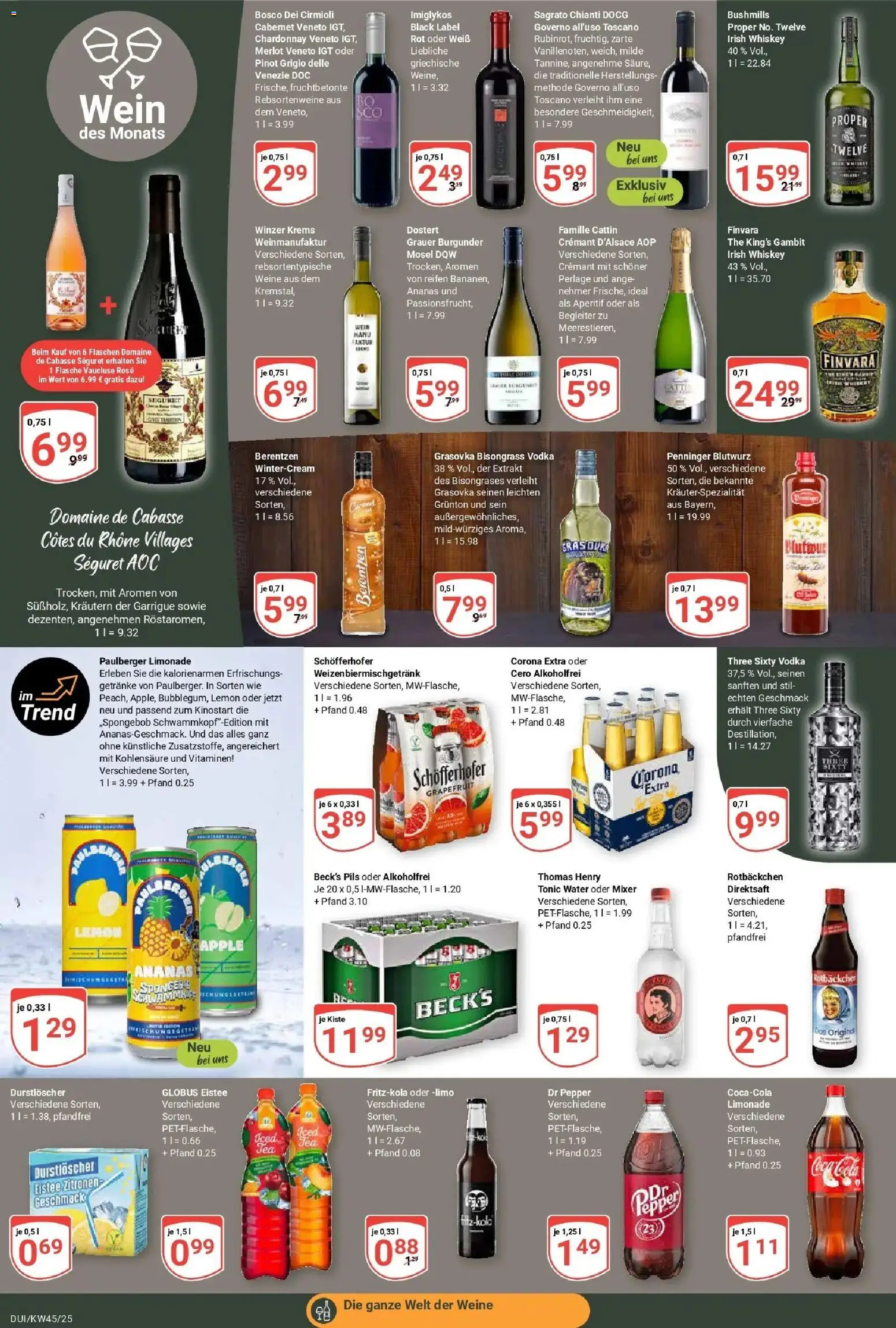 Globus prospekt Duisburg	 – gültig ab 02.11.2025 | Seite: 16 | Produkte: Limonade, Grapefruit, Vodka, Whiskey