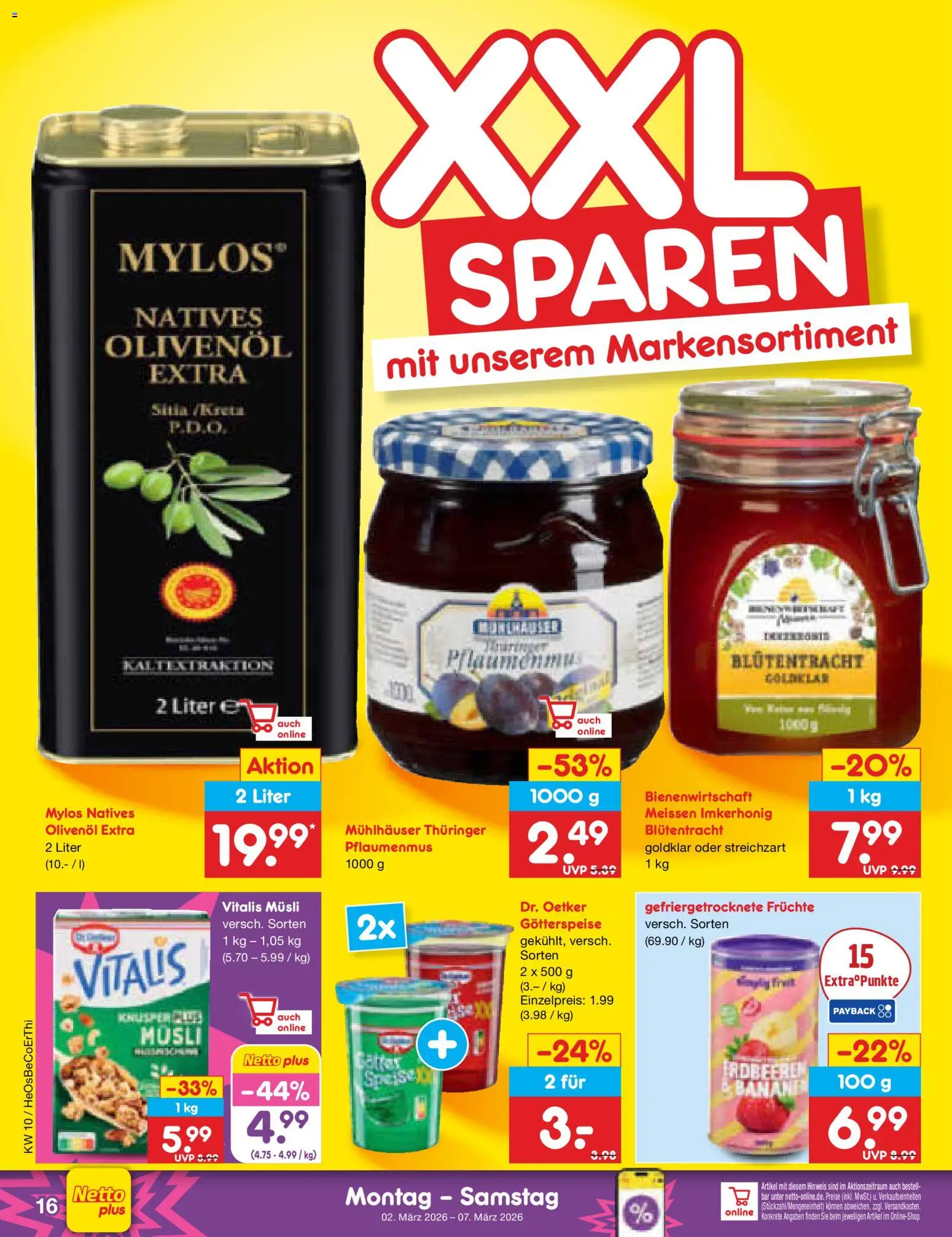 Netto Marken-Discount Prospekt 	 – gültig ab 02.03.2026 | Seite: 16 | Produkte: Musli, Olivenol, Erdbeeren