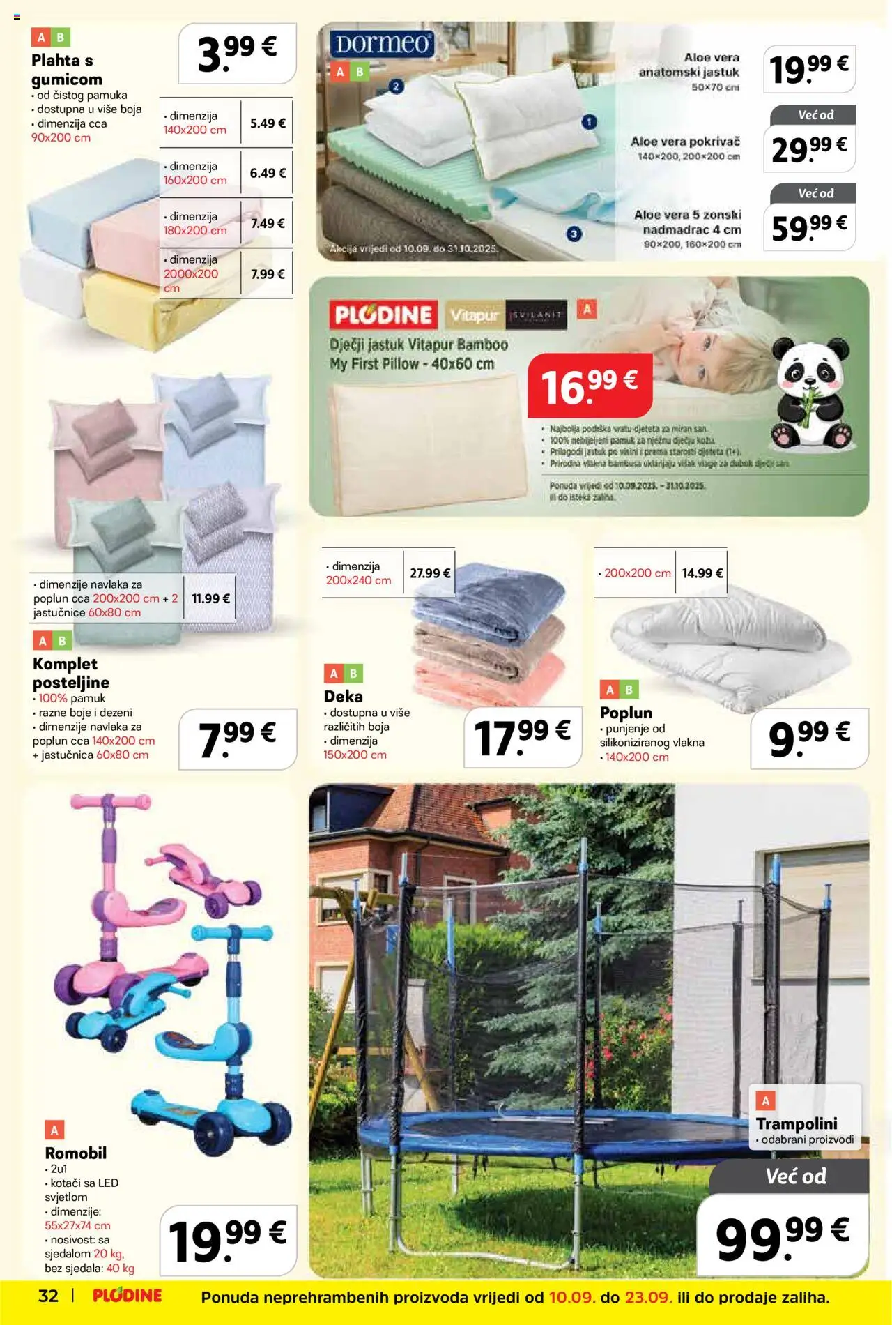 Plodine katalog | vrijedi od 10.09.2025 | Stranica: 32 | Proizvodi: Jastuk, Pokrivač, Jastučnica, Plahta
