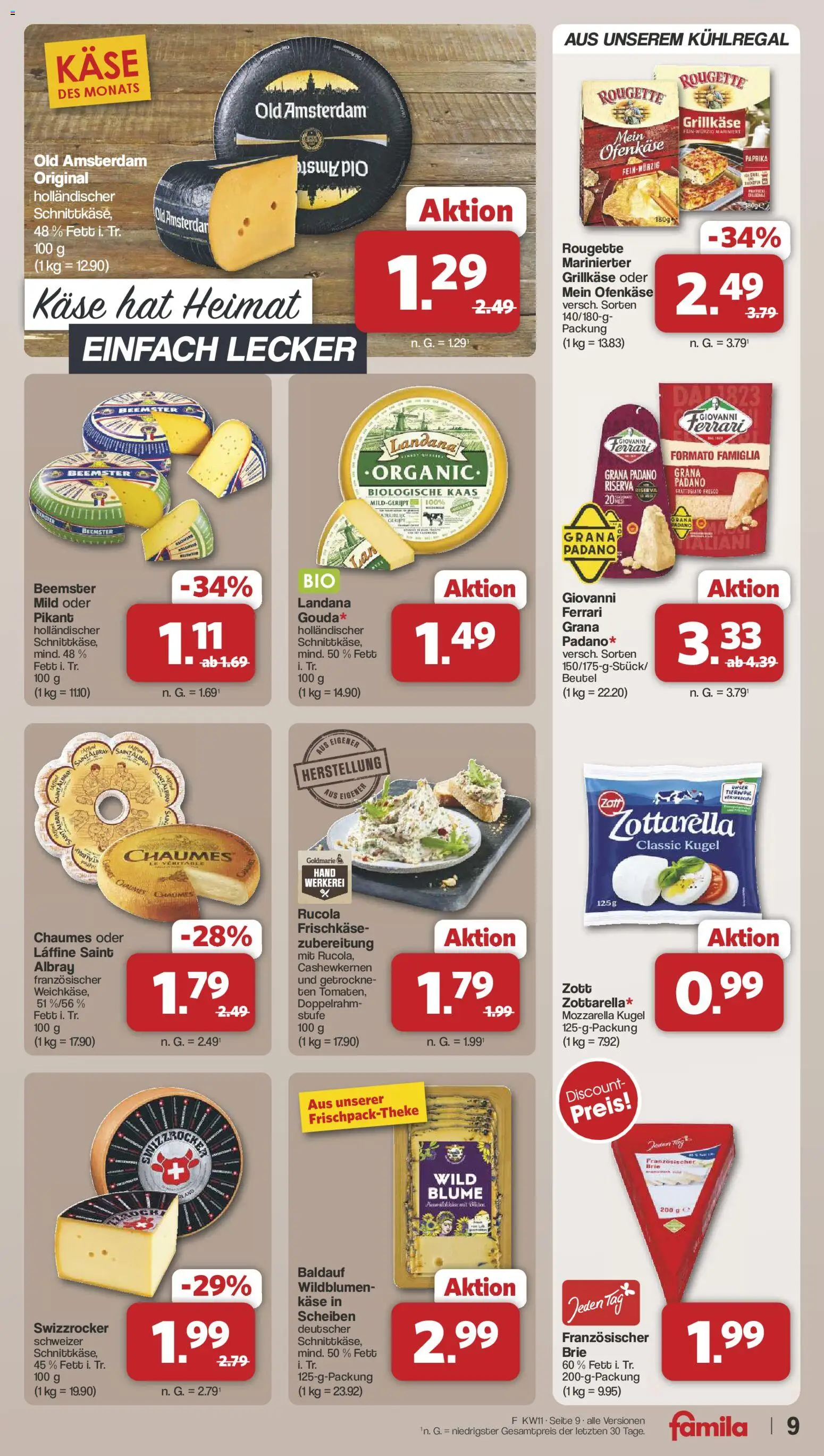 Famila Nordwest Prospekt 	 – gültig ab 09.03.2026 | Seite: 9 | Produkte: Käse, Rucola, Paprika, Frischkase