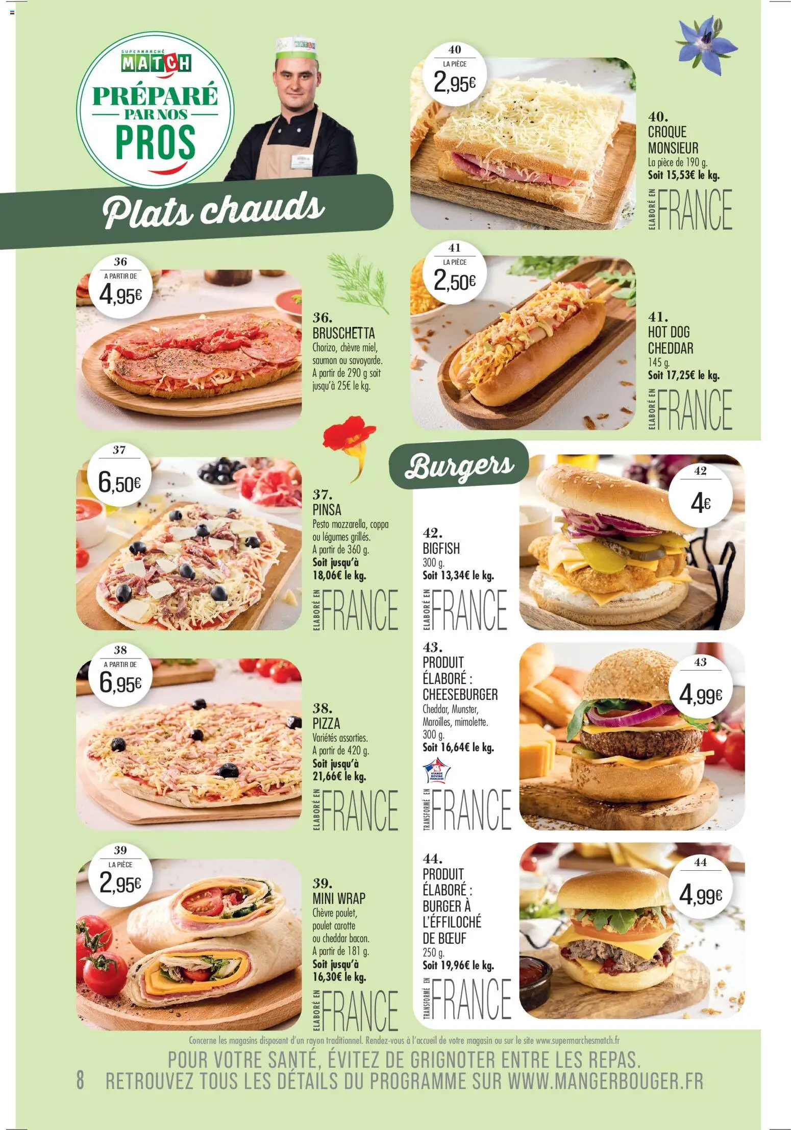 {H1} | Page: 8 | Produits: Hot dog, Pizza, Saumon, Carotte