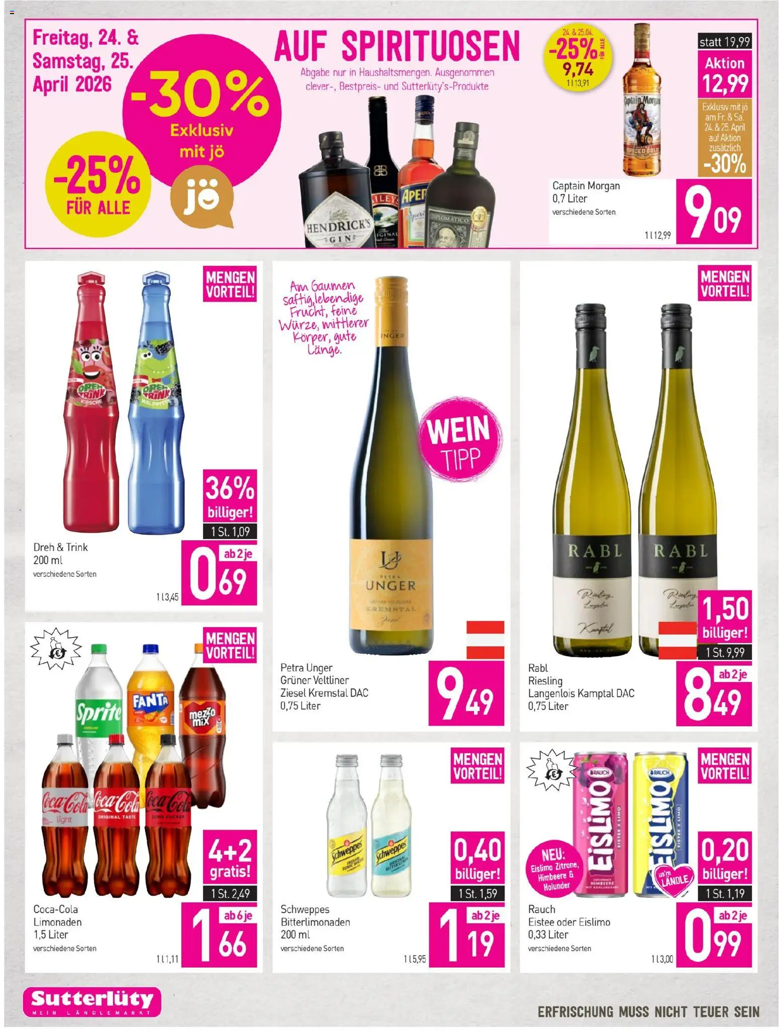 Sutterlüty Flugblatt gültig ab 23.04.2026 | Seite: 16 | Produkte: Zucker, Himbeere, Wein