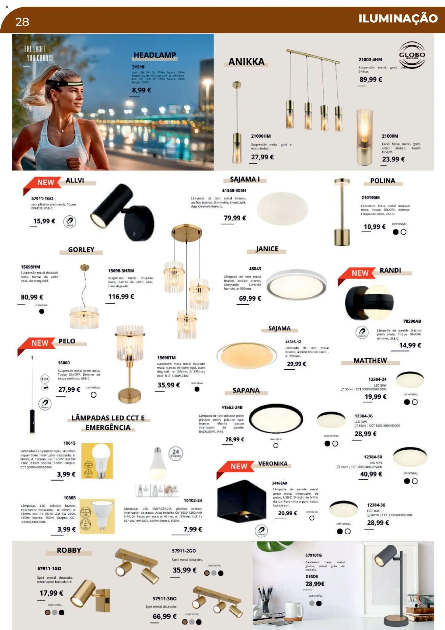 E.Leclerc Especial Aquecimento Lordelo │ válido de 20.10.2025 | Página: 28 | Produtos: Candeeiro, Suspensão, Interruptor, Lâmpadas