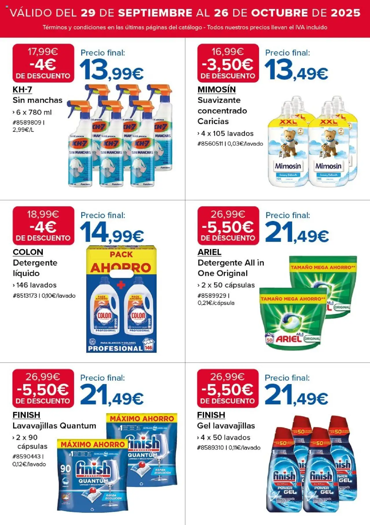 Costco catálogo │ válido desde el 29.09.2025 | Página: 11 | Productos: Detergente, Detergente líquido, Suavizante, Lavavajillas
