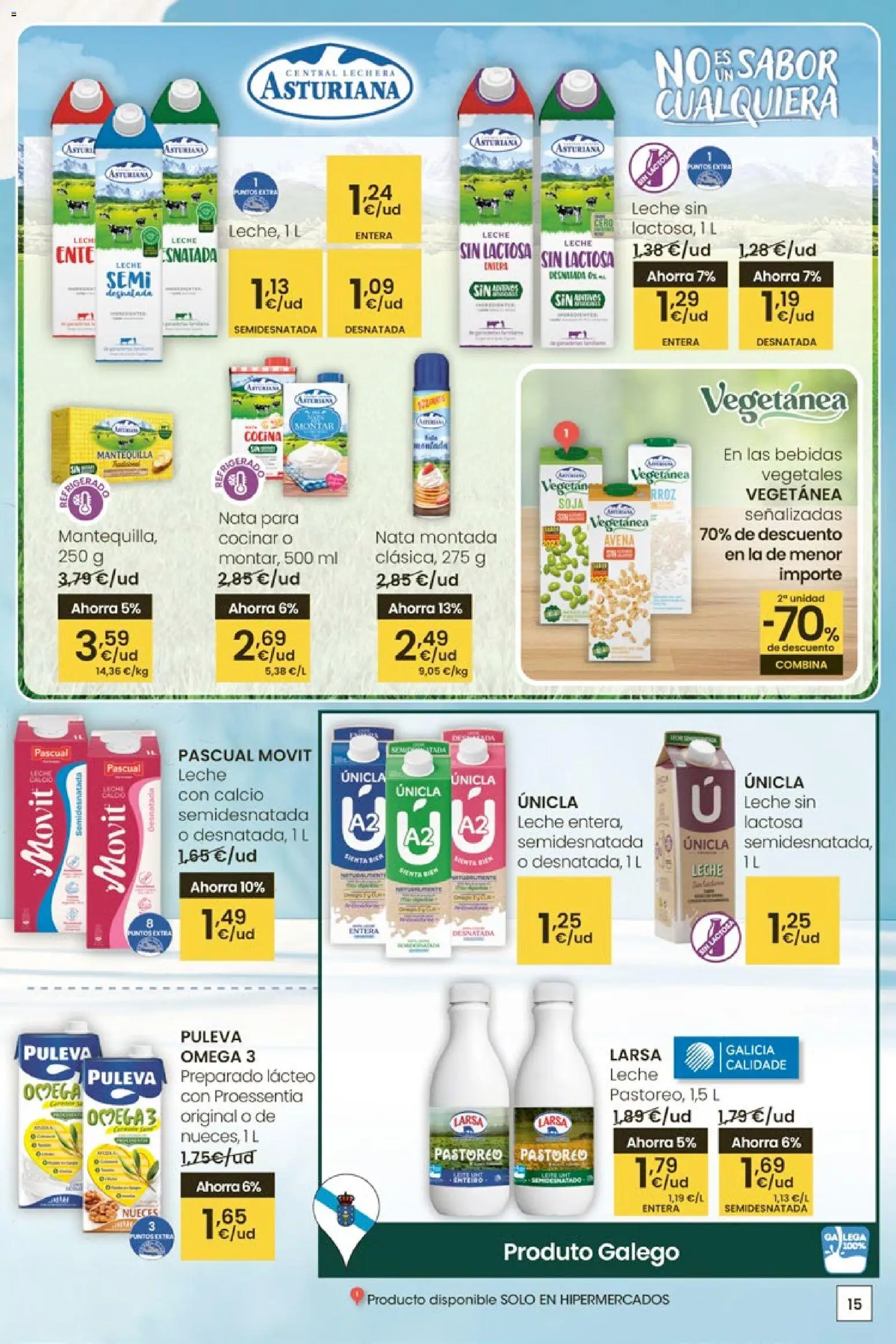 Eroski - 50 de descuento │ válido desde el 26.02.2026 | Página: 15 | Productos: Leche sin lactosa, Δοχείο φοντί, Leche, Συσκευή ροής