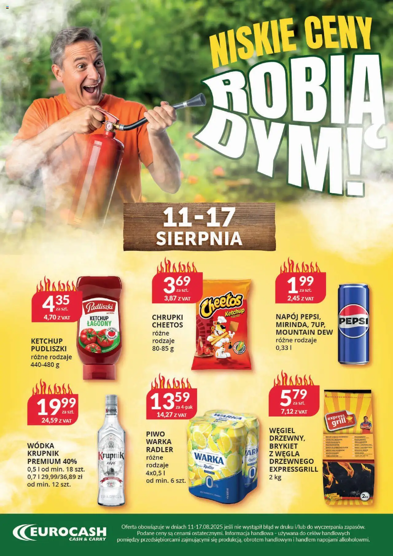 Eurocash Gazetka - Niskie Ceny robią dym od 11.08.2025 | Strona: 1 | Produkty: Ketchup, Chrupki, Grill, Piwo