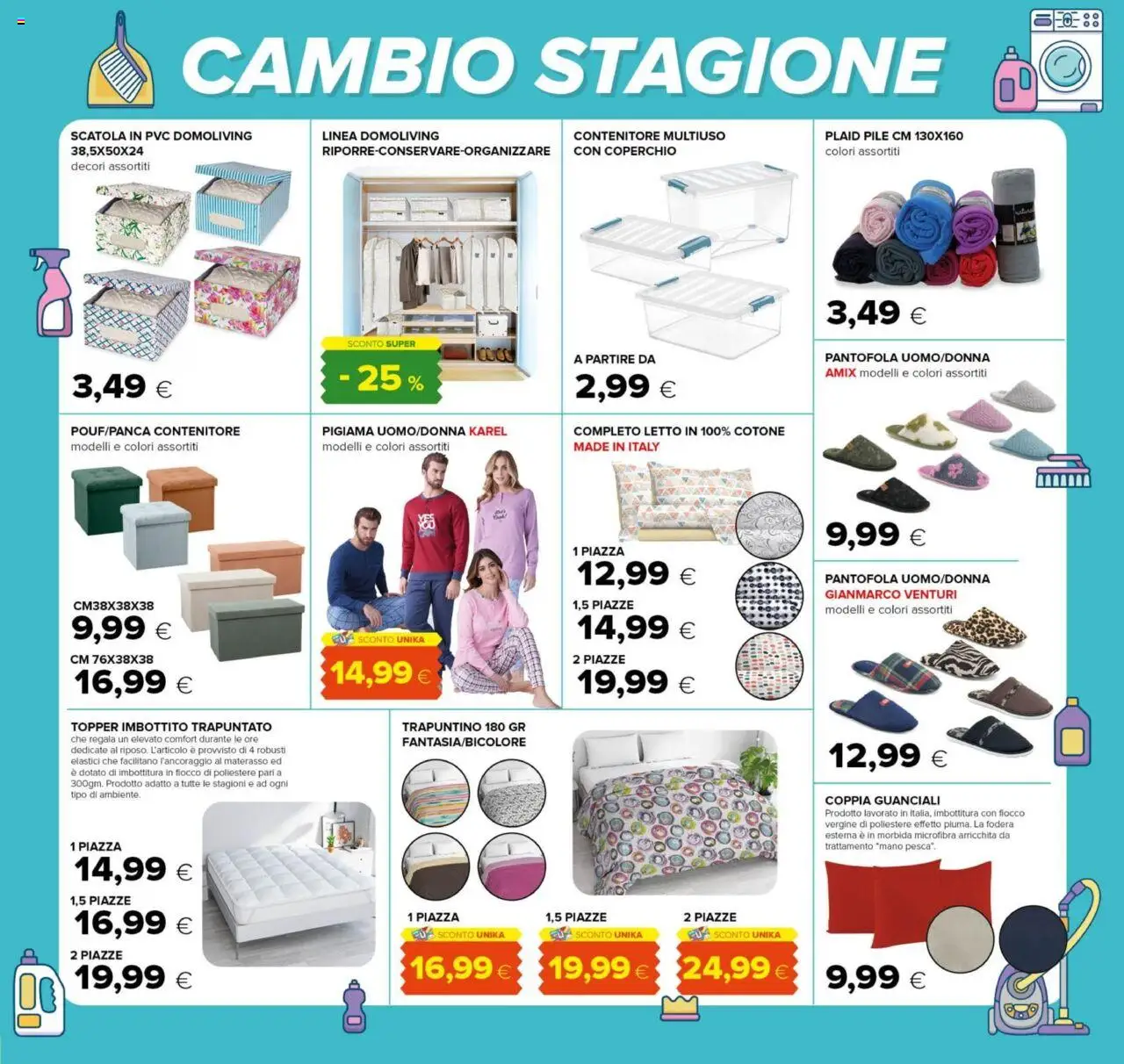 Volantino Oasi del 25.09.2025 | Pagina: 19 | Prodotti: Pigiama, Contenitore, Letto, Scatola