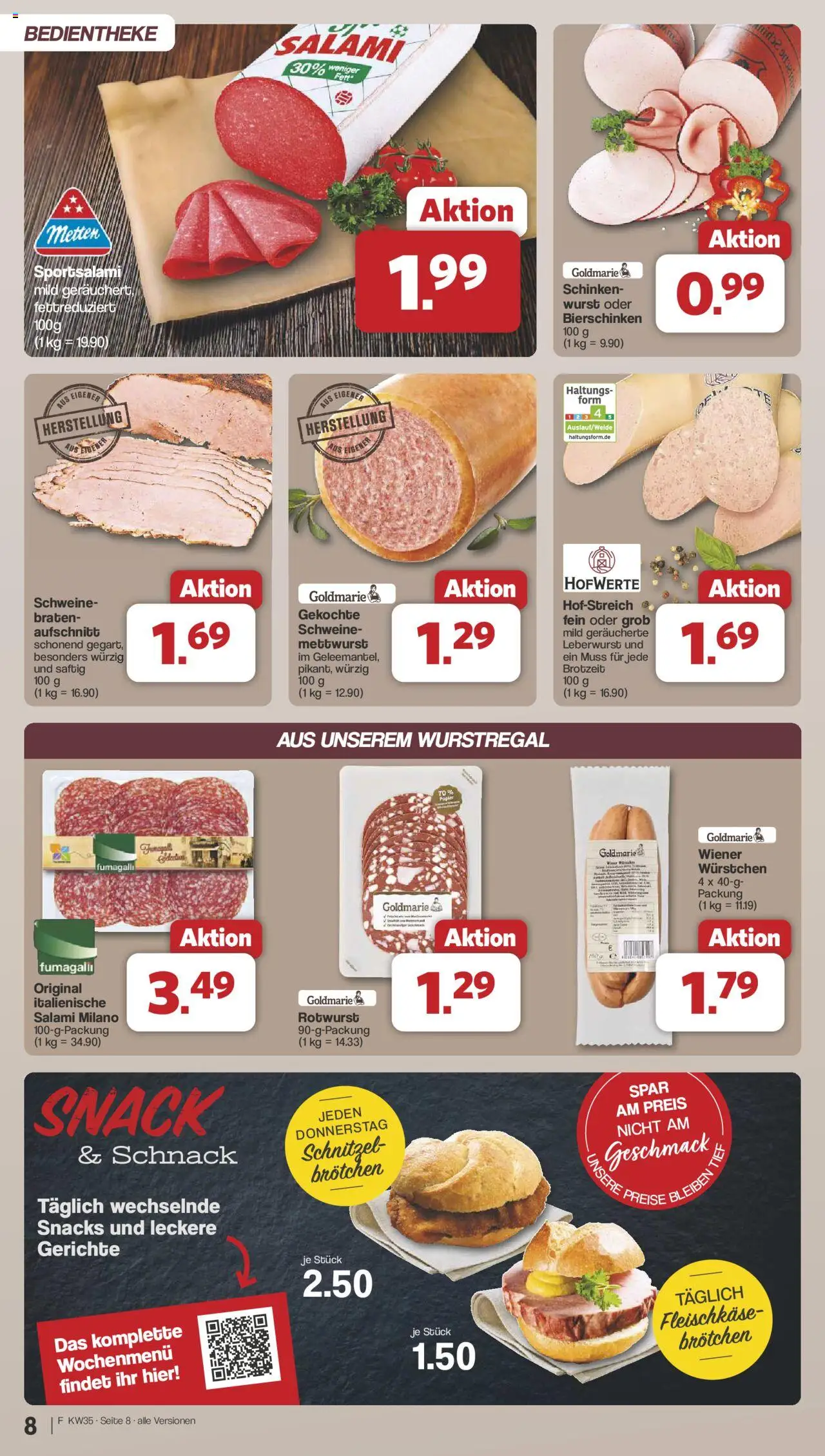 Famila Nordwest Prospekt 	 - gültig ab dem 25.08.2025 | Seite: 9 | Produkte: Schnitzel, Wurst, Salami, Schinken