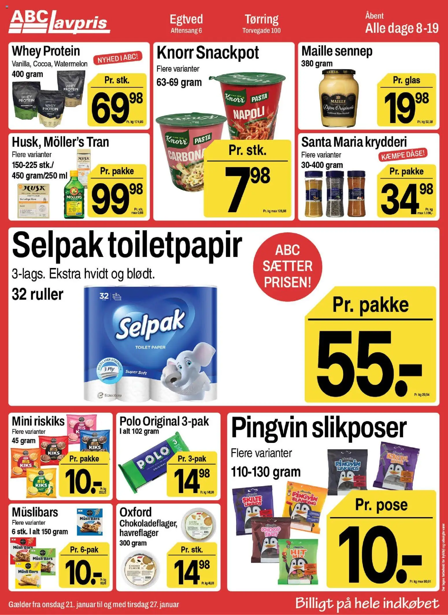 Abc Lavpris tilbudsavis – gyldig fra 21.01.2026 | Side: 2 | Produkter: Havreflager, Toilet, Lakrids, Sennep