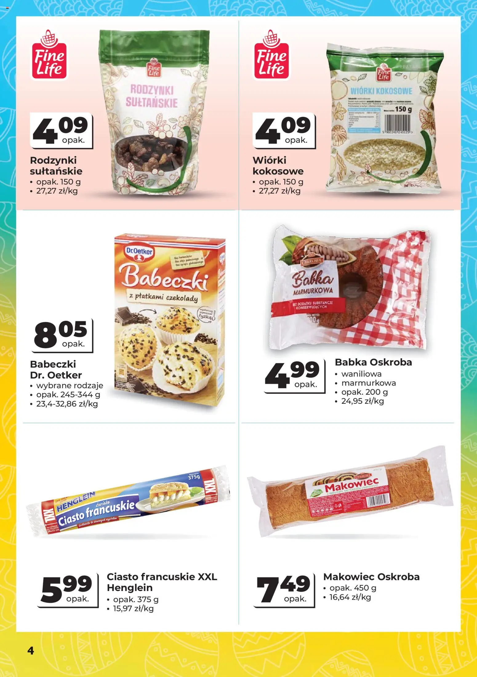 Odido gazetka - Wybrane produkty od 18.03.2026 | Strona: 4 | Produkty: Ciasto francuskie, Babeczki, Babka, Rodzynki