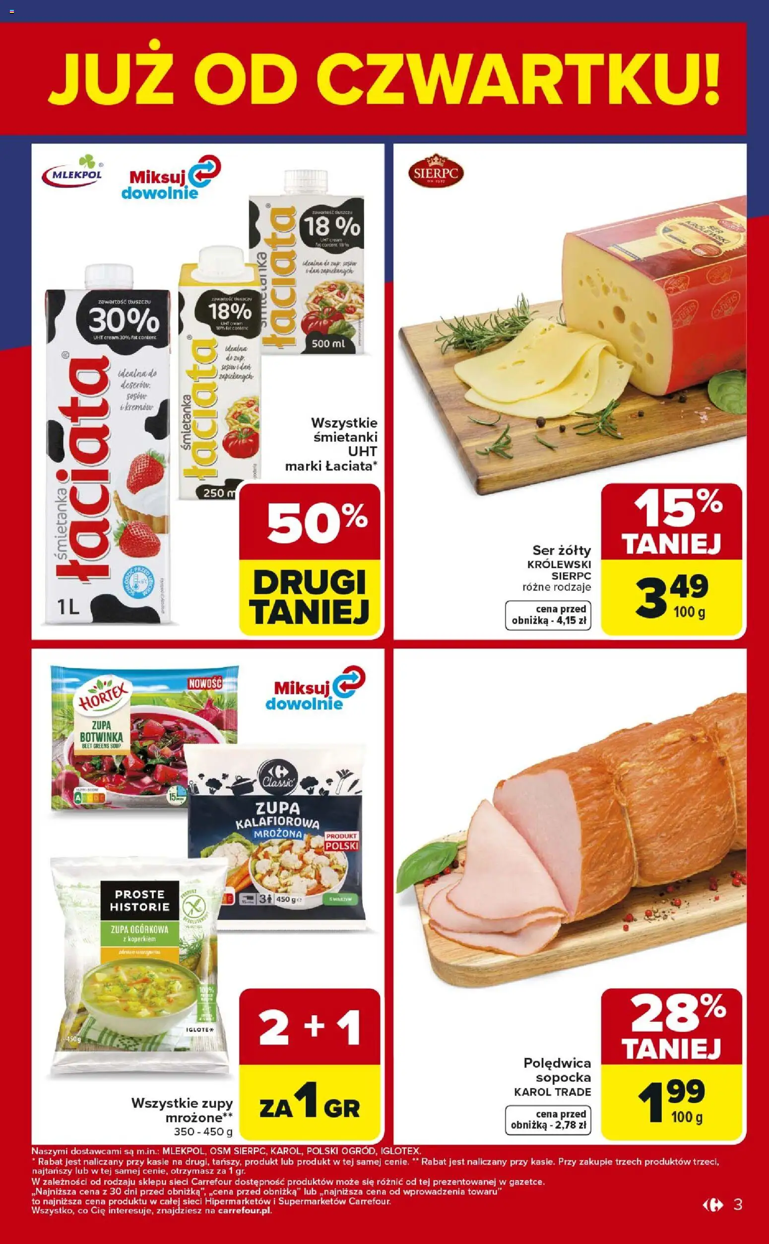 Carrefour Gazetka - Weekend okazji od 22.01.2026 | Strona: 3 | Produkty: Ser żółty, Botwinka, Ser, Zupy mrożone