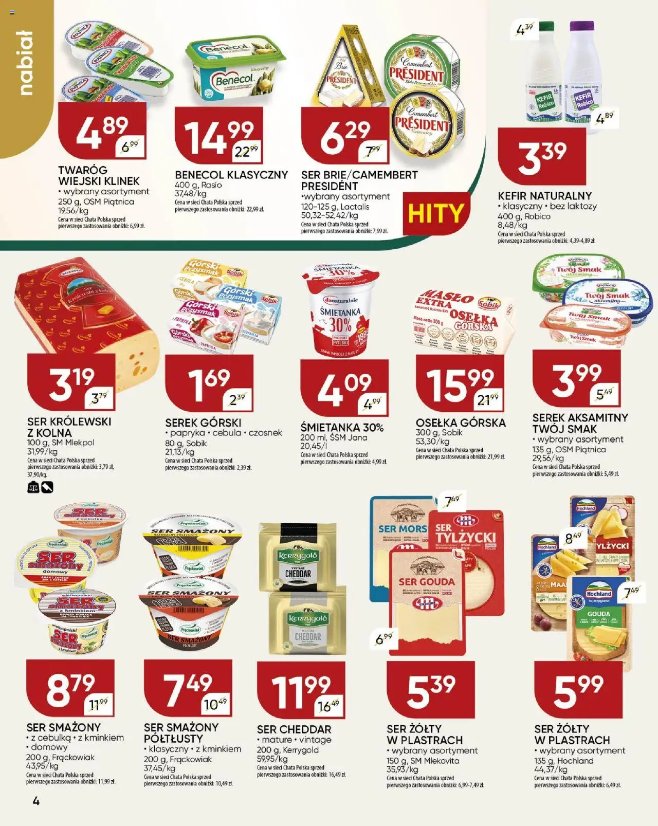 Chata Polska Gazetka od 11.09.2025 | Strona: 4 | Produkty: Ser żółty, Bez laktozy, Papryka, Ser cheddar